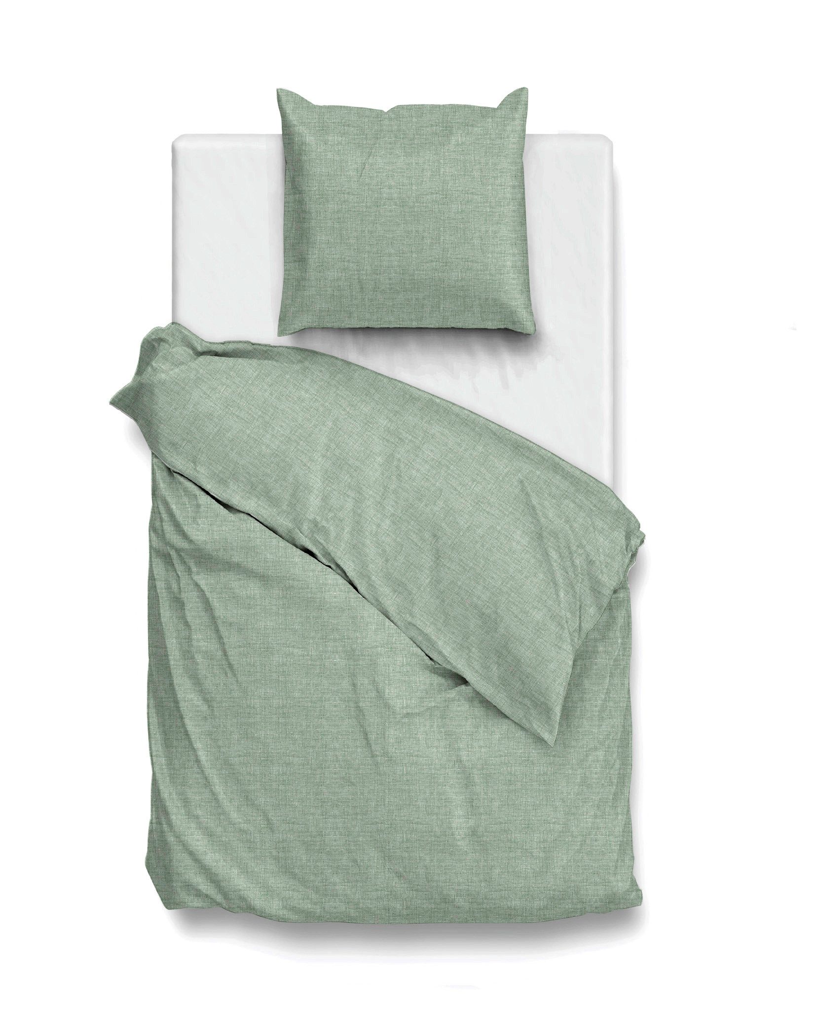 ZO HOME Bettwäsche Lino Bettwäsche 155 Moss Green 155x220 Moss-Green Uni, B günstig online kaufen
