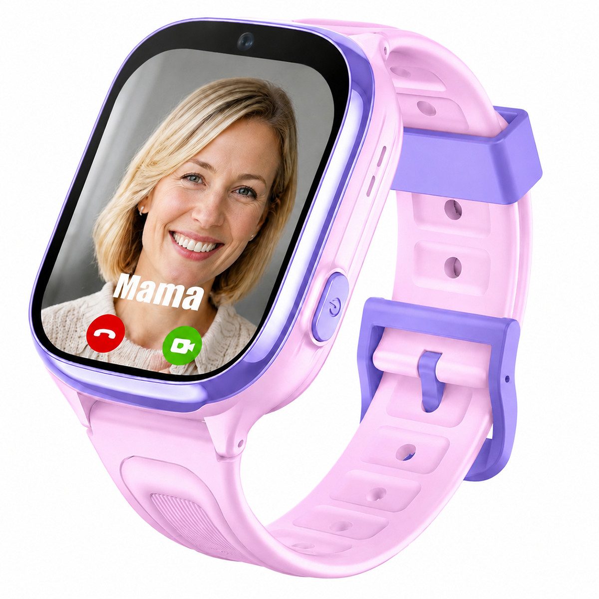 Vashoy 4G Kinder Smartwatch mit Videoanruf,LBS + WLAN Ortung, SOS-Notruf, Smartwatch (5 cm/5 Zoll, RTOS) Schulmodus, 1,83 Zoll Touchscreen, 3-tlg., Schrittzähler, Spritzwassergeschützt – Lila/Blau