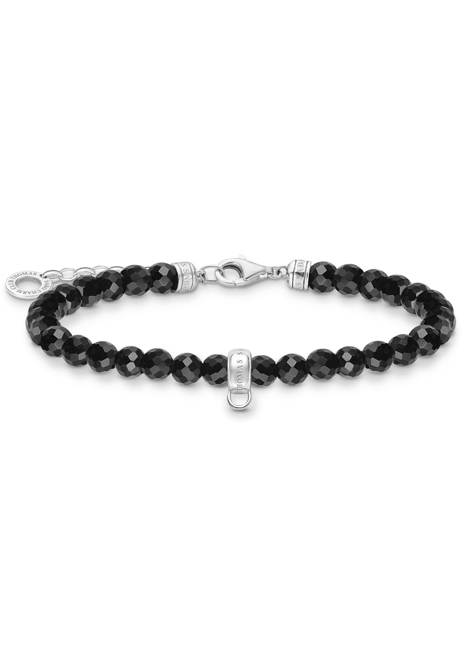 THOMAS SABO Armband rosa Perlen, schwarze Perlen, A2097-034-9-L19V, A2097-130-11-L19V, mit Rosenquarz oder Onyx silberfarben-schwarz