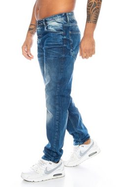 Cipo & Baxx Slim-fit-Jeans Herren Jeans Hose im stylischen casual Look mit dezenten dicken Nähten Aufwendige Verziering mit dicken Nähten