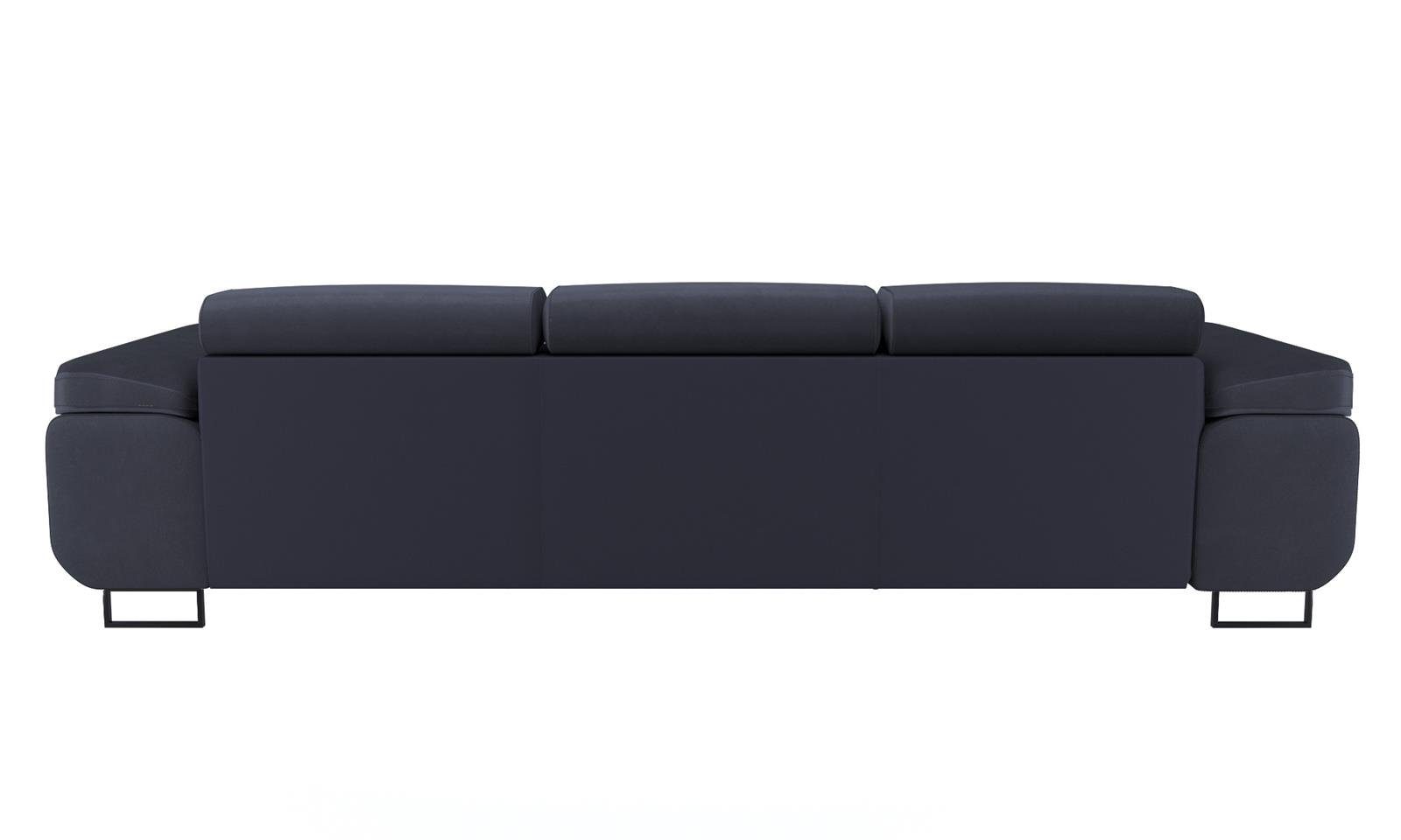 modernen Schlafsofa Stil, Verstellbare (monolith Kopfstütze, Schlaffunktion Dreisitzer Schlafsofa Beautysofa mit Couch dunkelgrau 97)