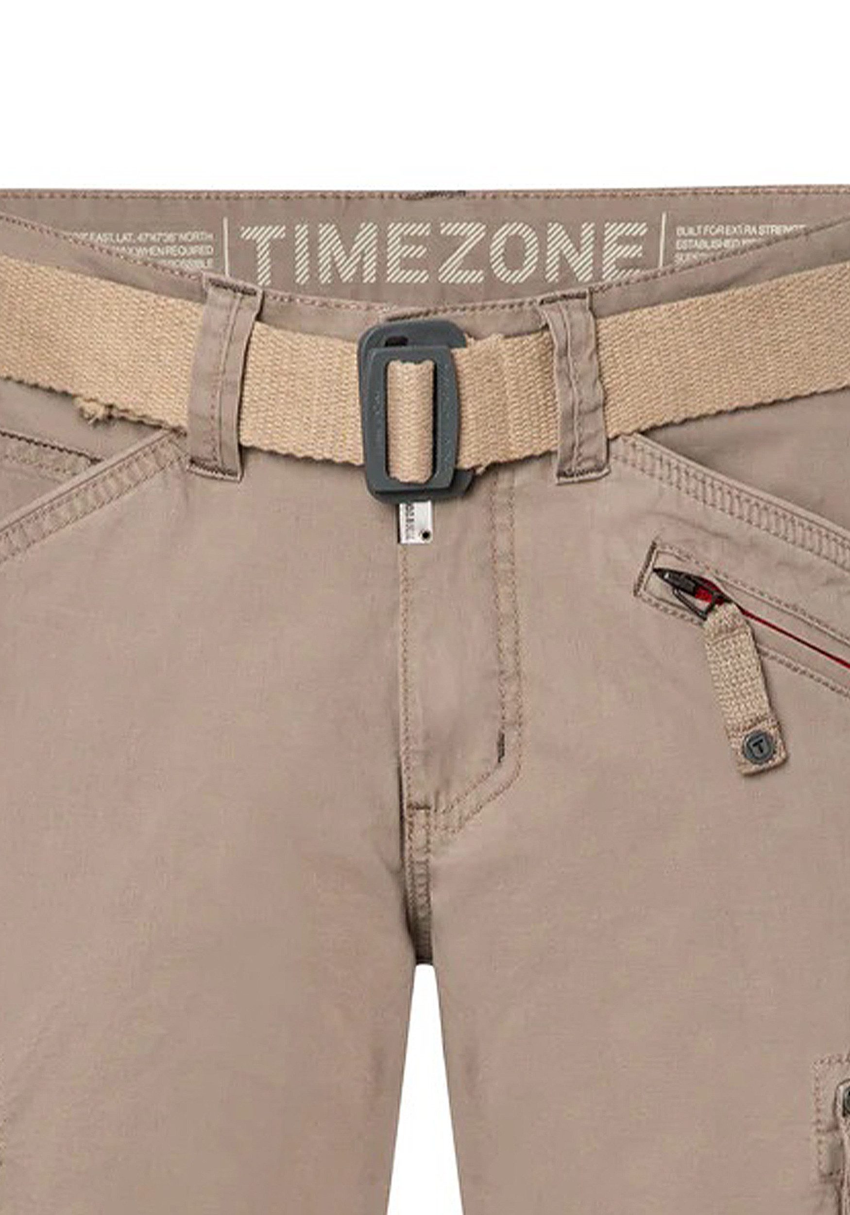 TIMEZONE Cargoshorts Kurzes Design Cargo Regular Mid Waist Pants für Herren Baumwolle Regular Fit unifarben elastisch Reißverschluss