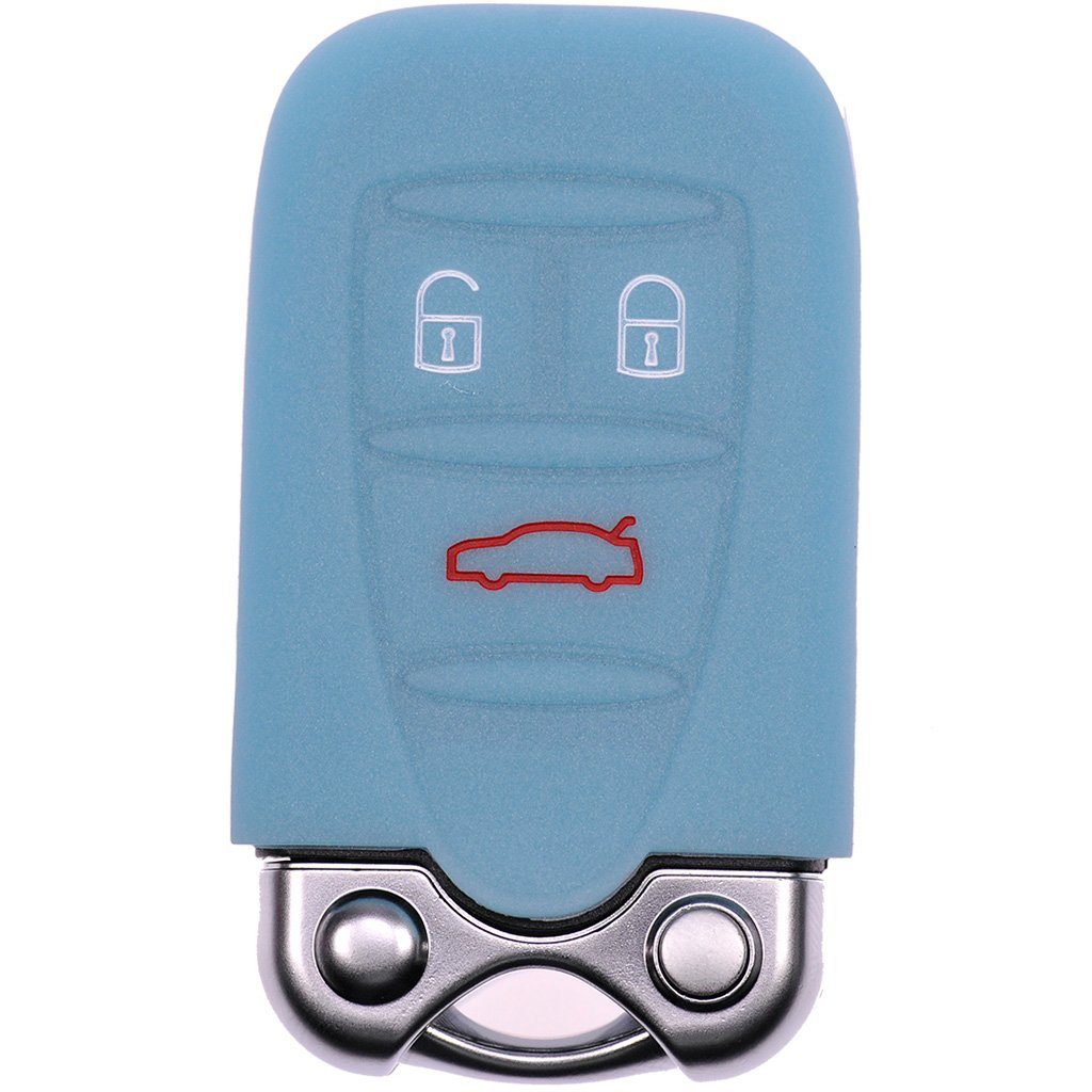 mt-key Schlüsseltasche Autoschlüssel Softcase Silikon Schutzhülle fluoreszierend Blau, für ALFA Romeo 159 Brera 156 Spider 2005 - 2011 3 Tasten KEYLESS