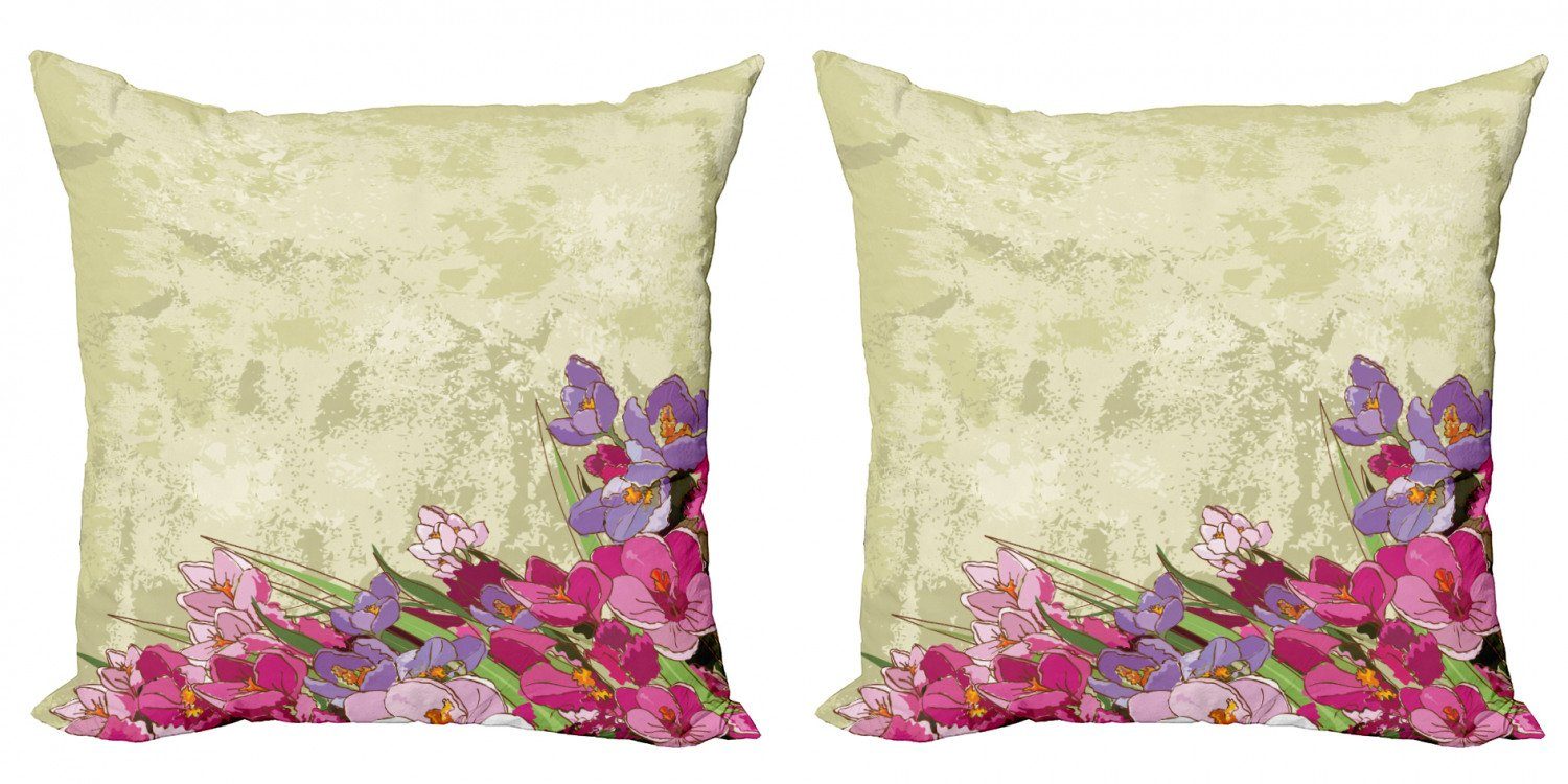 Doppelseitiger Blumenweinlese Abakuhaus Grunge Accent Flora Digitaldruck, Kissenbezüge Modern Stück), Theme (2