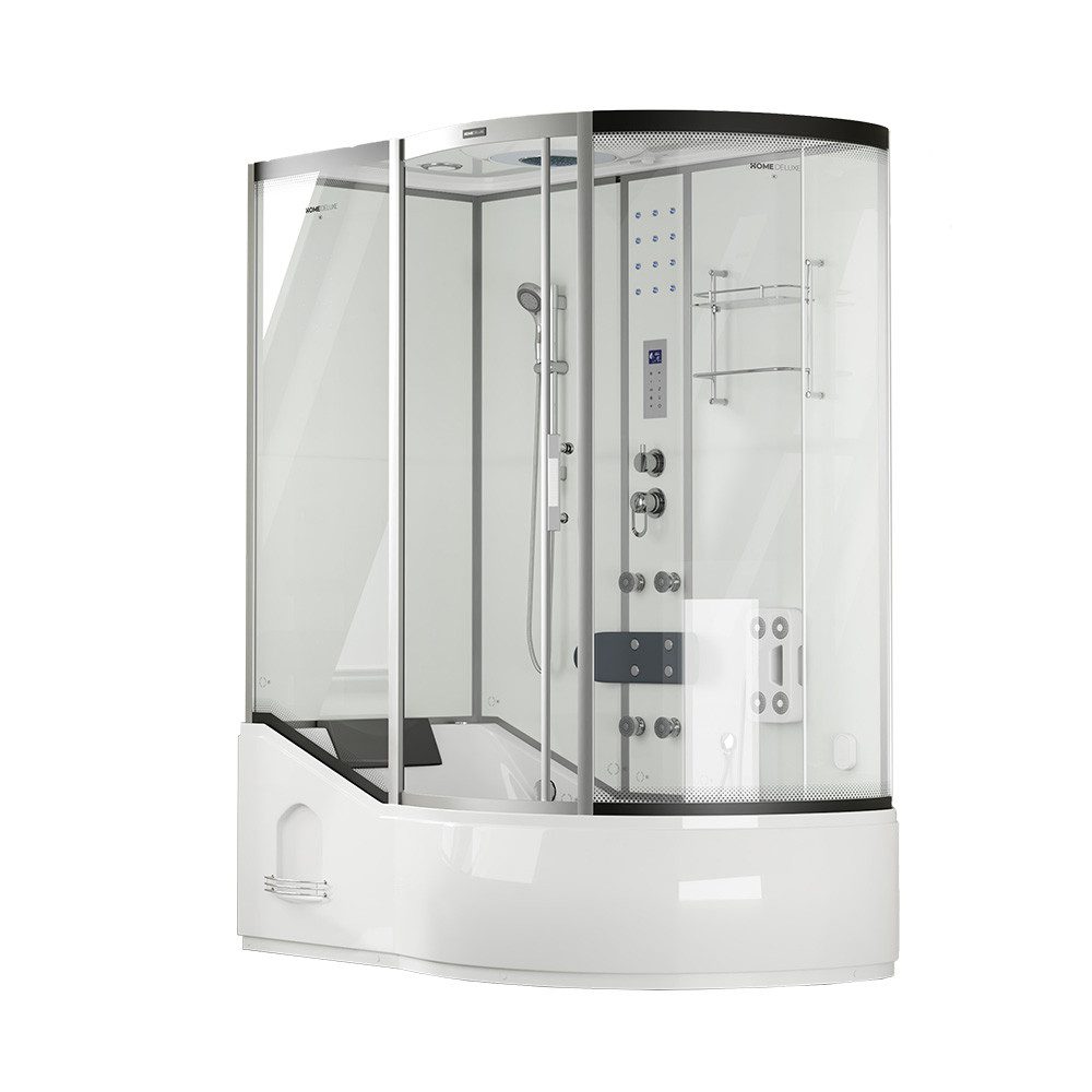 HOME DELUXE Dampfdusche ALLIN 4IN1 - Weiß Rechts, BxT: 170x90 cm, Badewanne, Dusche, Whirlpool, Dampfsauna in einem System, Применитьdusche