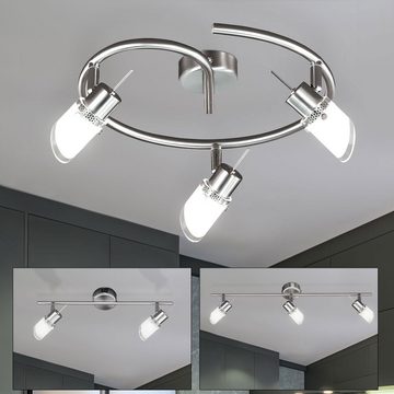 etc-shop LED Deckenleuchte, Deckenleuchte Glas Spotstrahler schwenkbar Deckenlampe