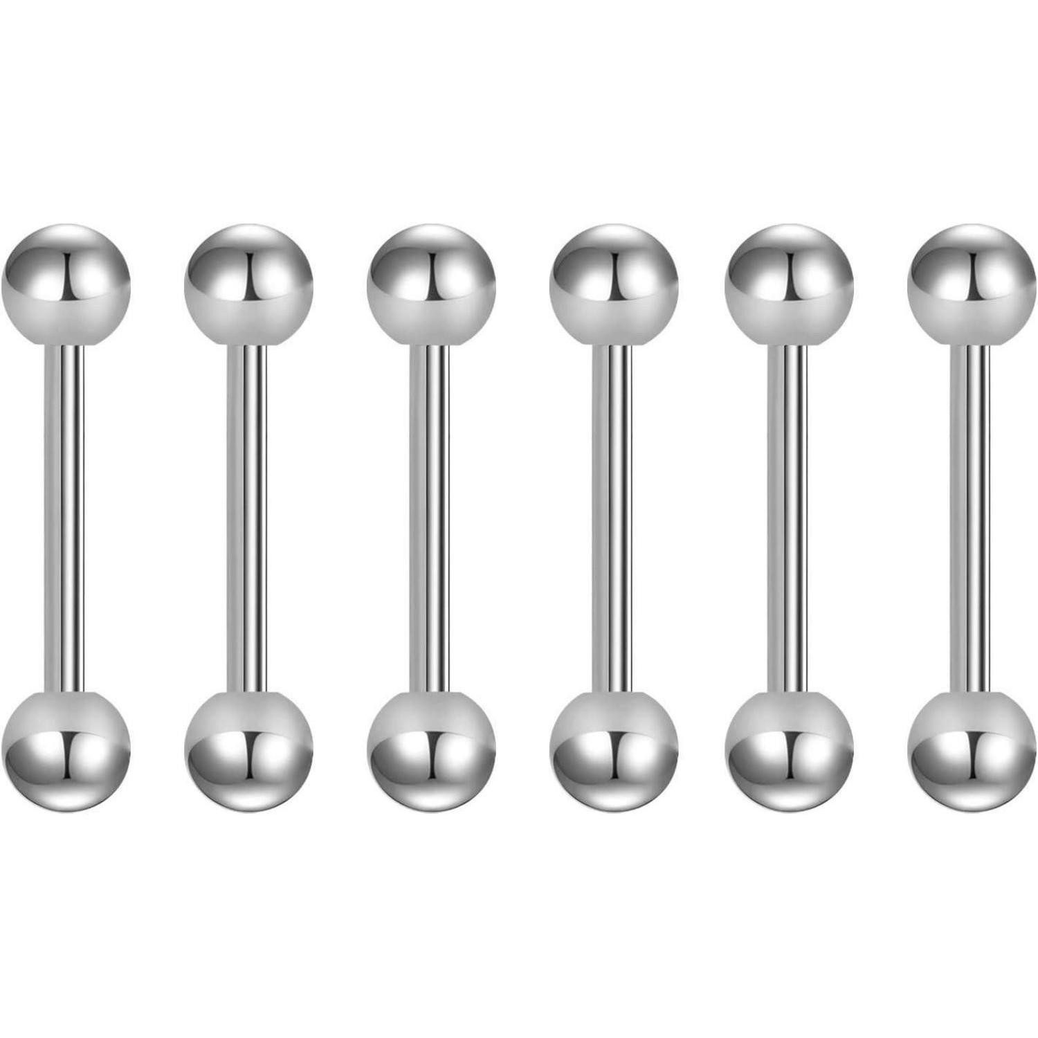 Briana Williams Brustwarzenpiercing Zungen- & Brustwarzenpiercing Set Chirurgenstahl 14G Silber
