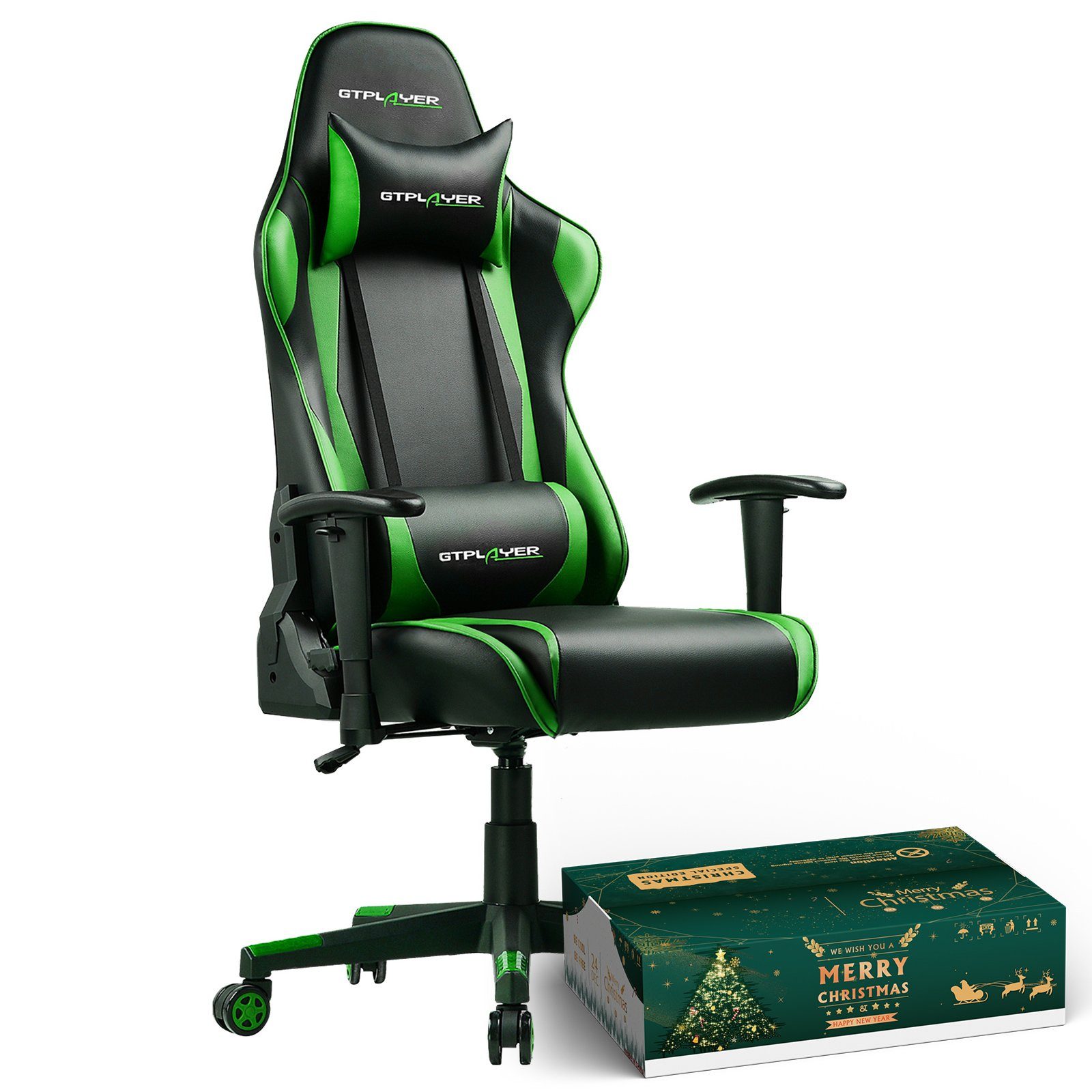 GTPLAYER Gaming-Stuhl Bürostuhl Gaming Stuhl Gaming Sessel ergonomischer Gamer Stuhl, bis 150 kg belastbar, Neigungswinkel 90°-165°