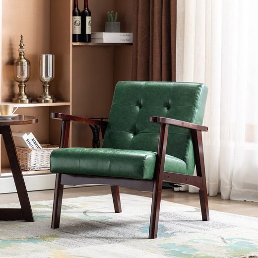 HOMEMIYN Loungesessel RETRO Holzsessel Loungesessel Polsterstuhl Wohnzimmer - Einrichtungsbeispiel