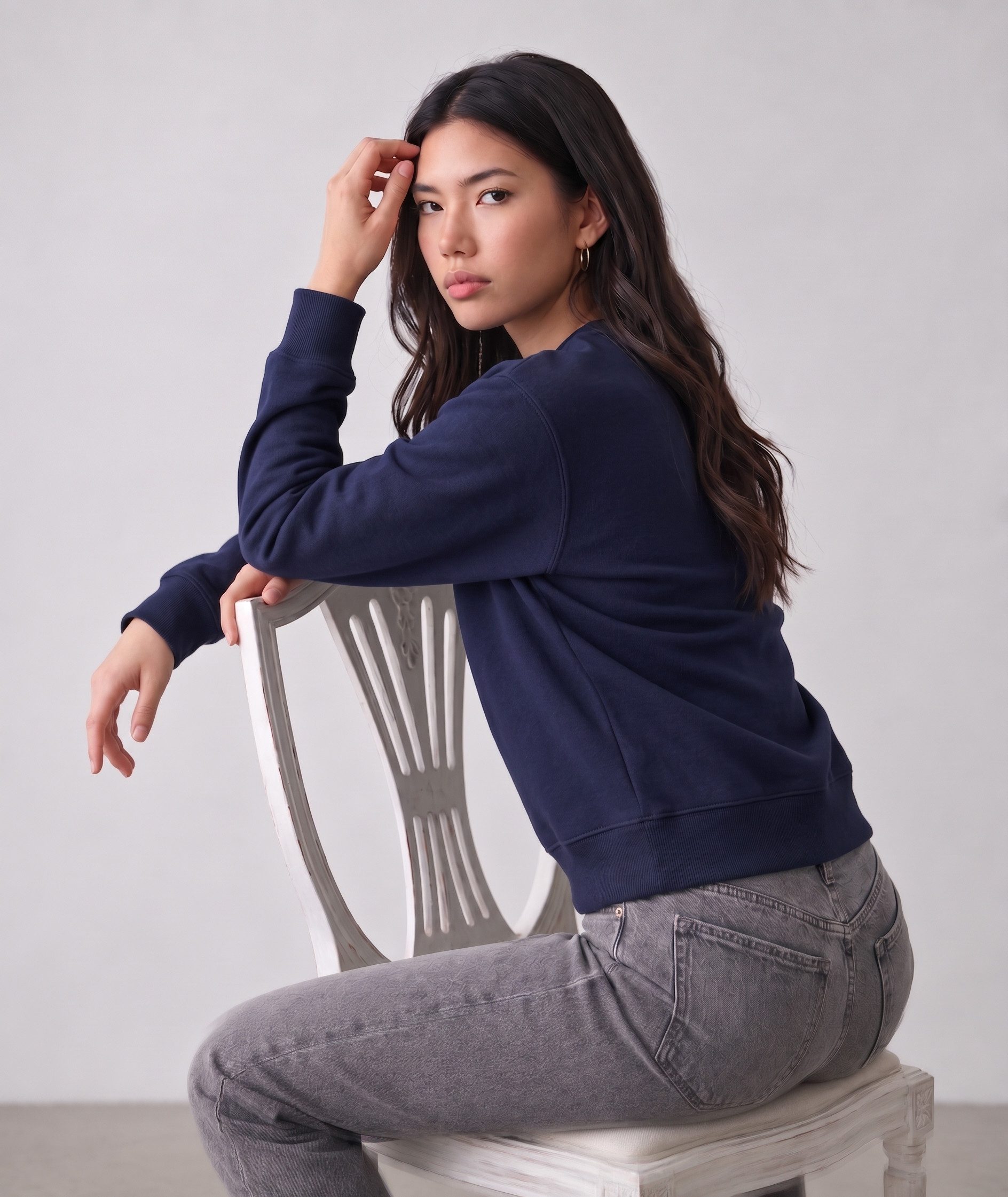 COMEOR Sweatshirt Damen Sweatshirt mit Rundhalsausschnitt Basic Pullover Oversize – Bild 3 von 5