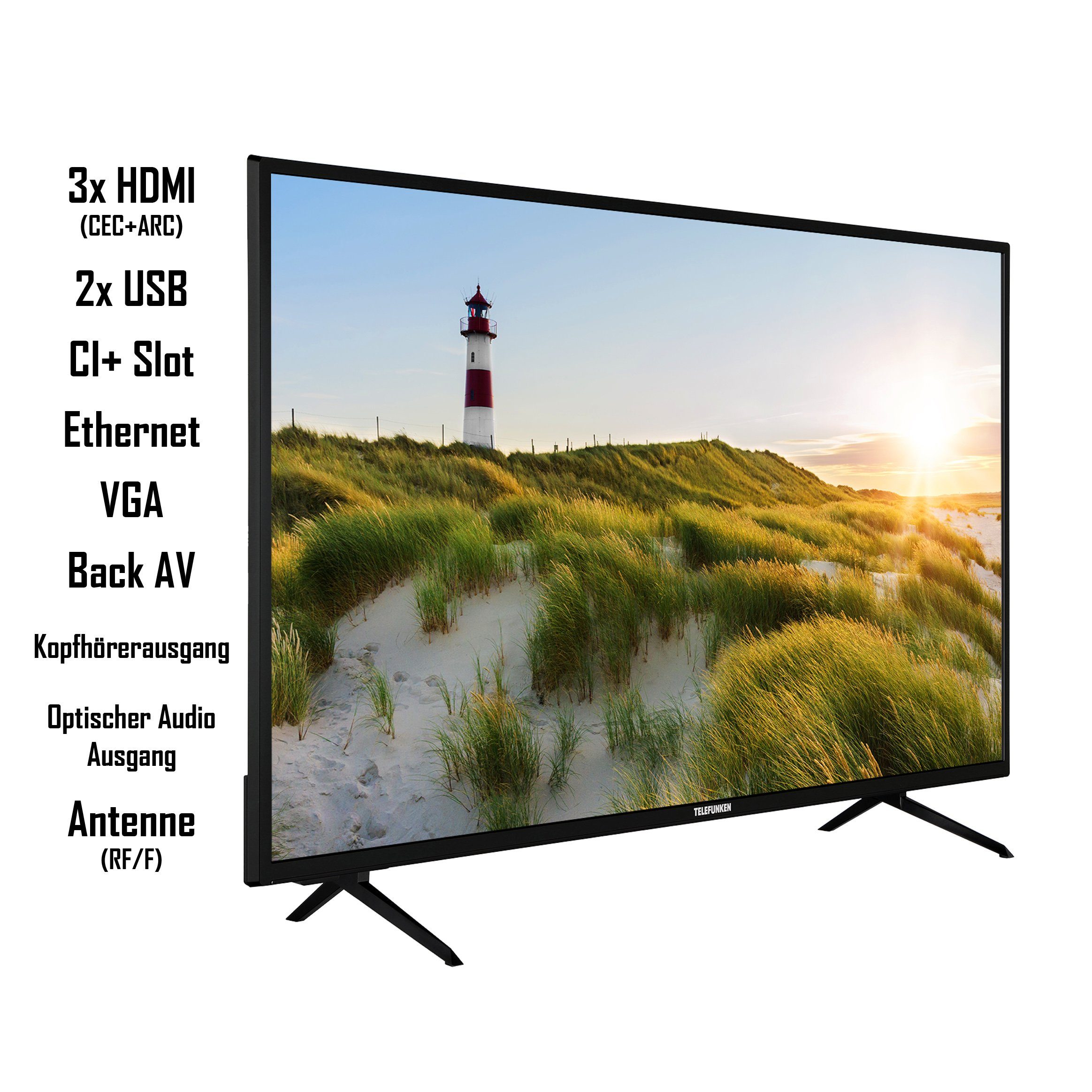 Telefunken XF43K550 LCD-LED Fernseher (108 HD+ Zoll, Full 6 Smart HD, gratis) HDR, cm/43 TV, Triple-Tuner, Monate