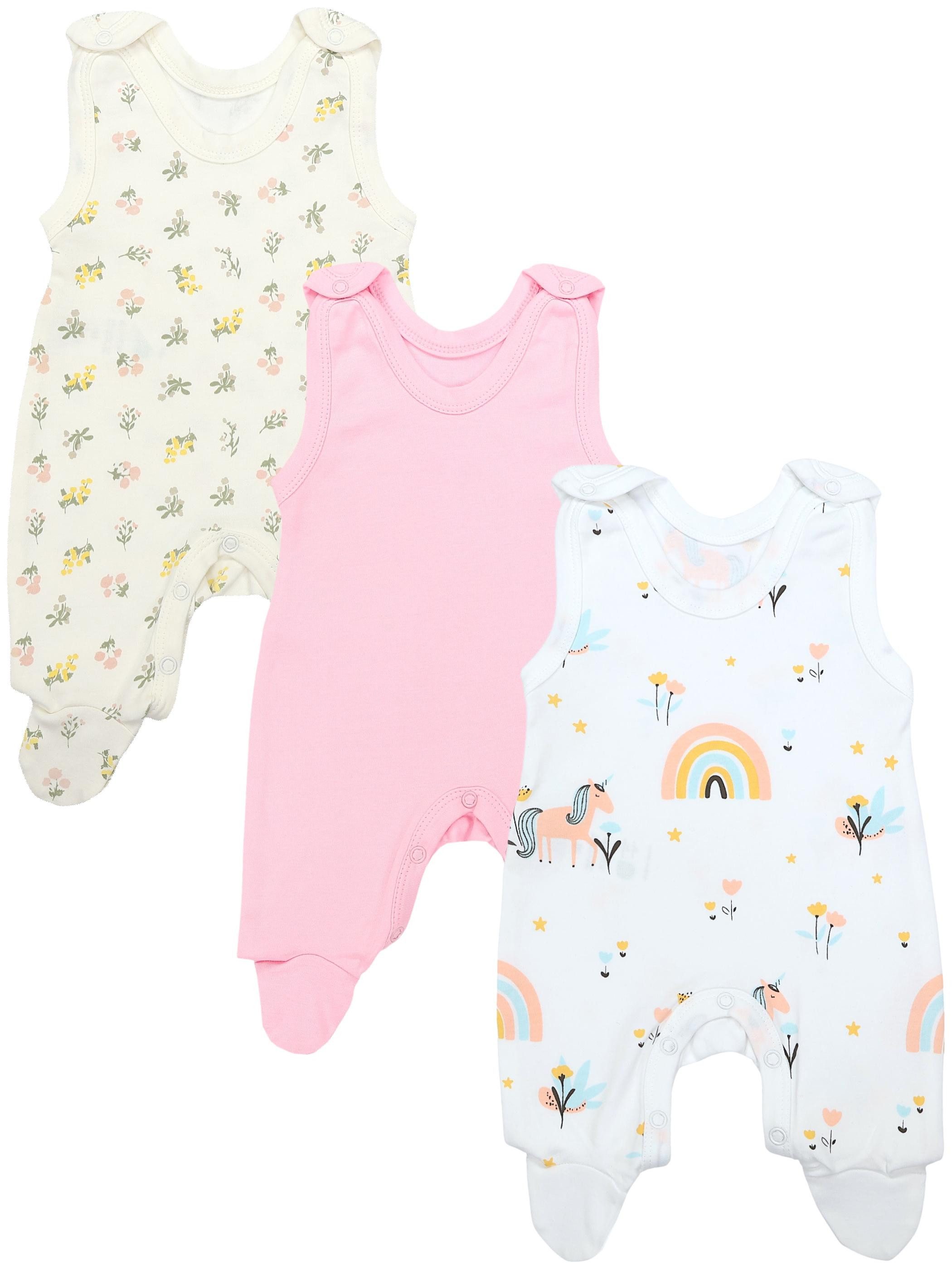 TupTam Strampler TupTam Baby Mädchen Strampler mit Fuß 3er Pack