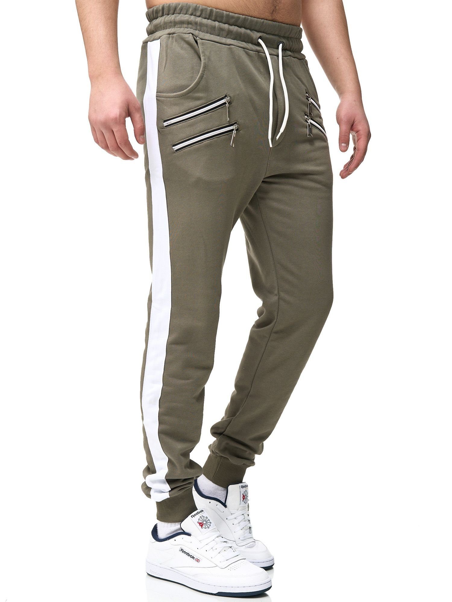 Fitness Sweatpants, Sweatpants Herren Jogginghose 1-tlg) Trainingshose hose Casual Männer John Stripe Grün Trainingshose (Sporthose Sport Freizeit Kayna Jogginghose