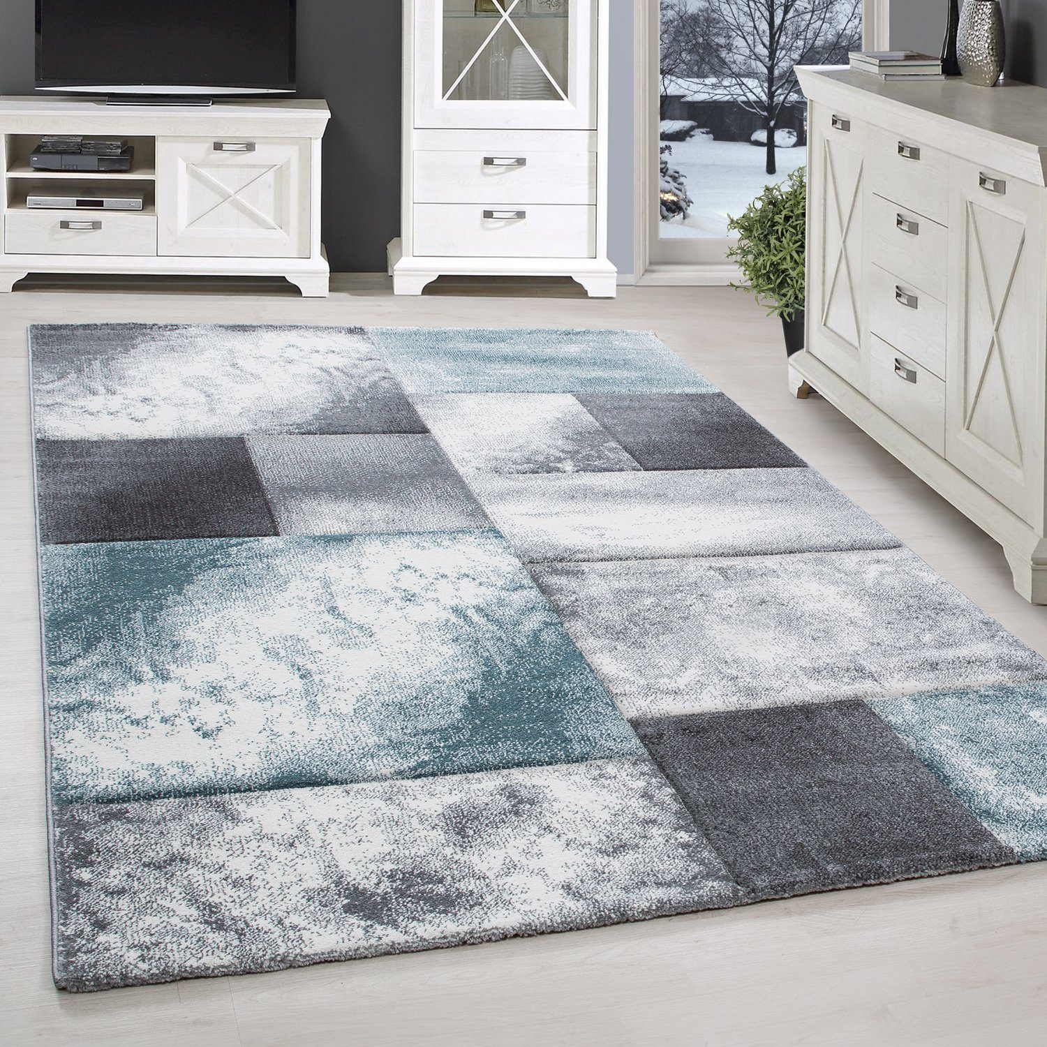 SIMPEX24 Teppich Kariert Design, Läufer, Höhe: günstig online kaufen