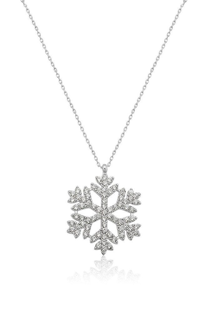 Einzelstück Kette mit Anhänger Snowflake Halskette 925 Sterling Silber / ro günstig online kaufen