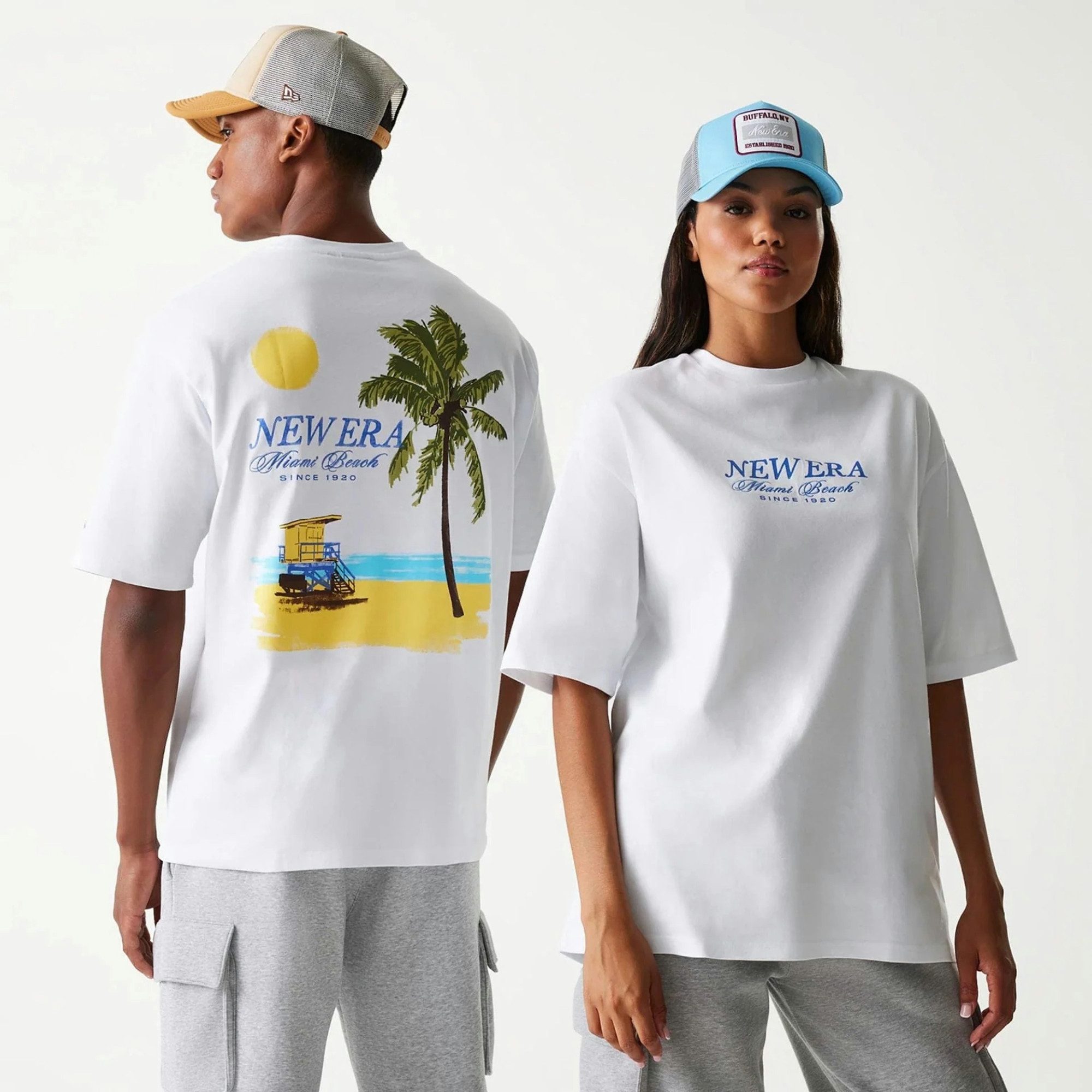 Print-Shirt Vacation Graphic Oversized T-Shirt - Weiß