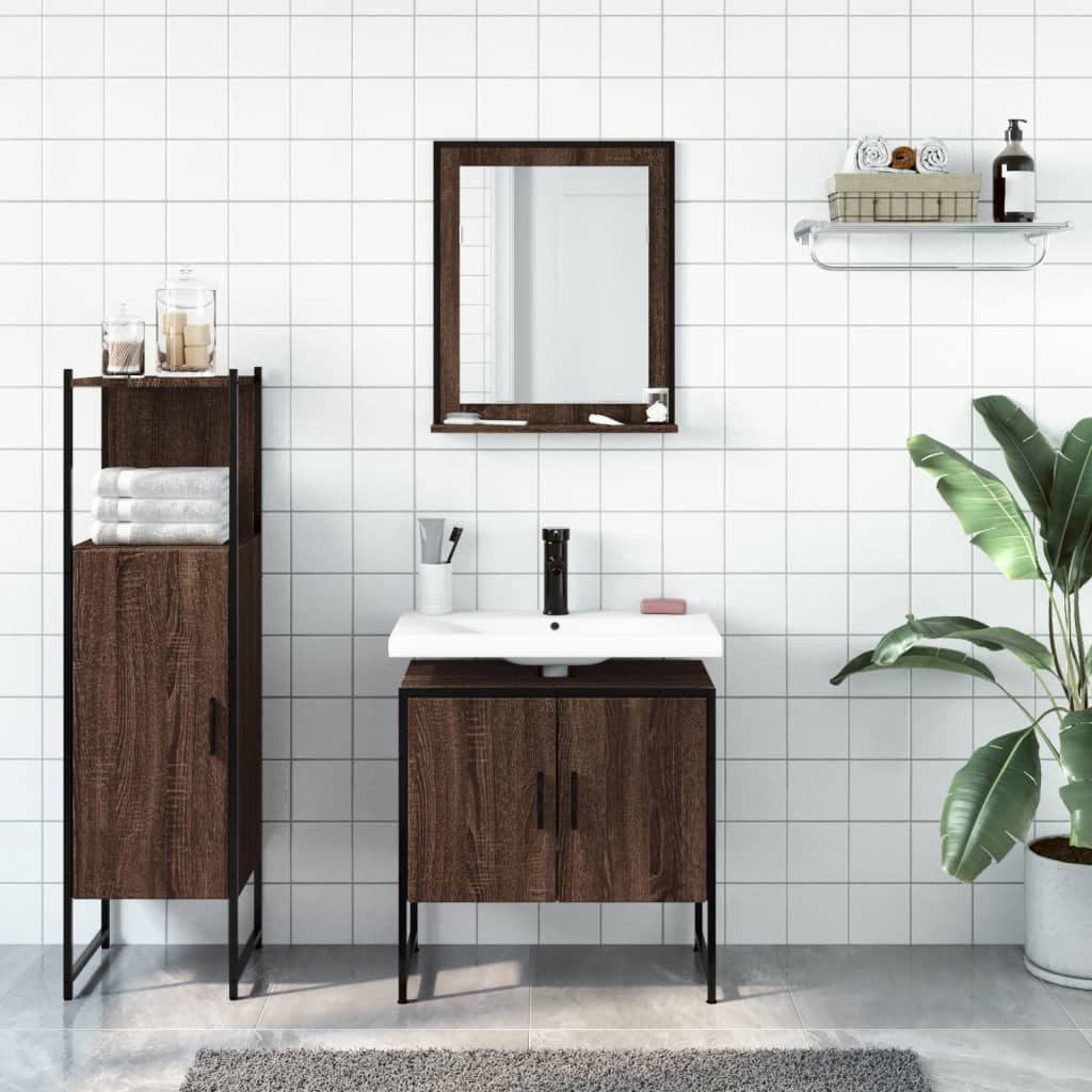 vidaXL Badezimmer-Set 3-tlg. Badmöbel-Set Braun Eichen-Optik günstig online kaufen