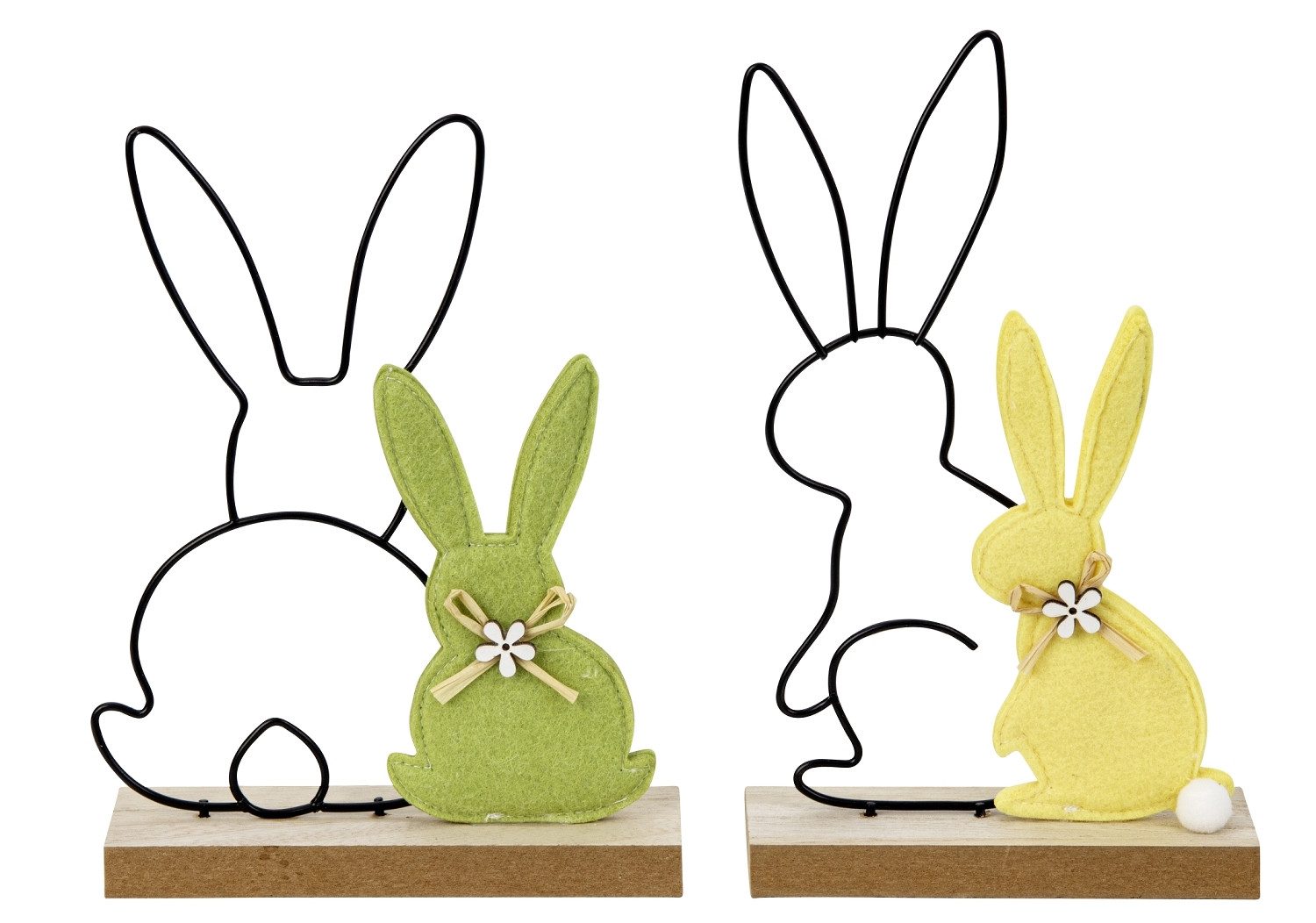 LB H&F Lilienburg Osterhase 2er SET Osterdeko Osterhase Deko Ostern Frühling Fenster Tisch modern (Eingangstüre Tischdekoration Kanninchen Shabby Vintage Hygge niedlich süß edel Design Osterfigur Frühlingsdeko Fensterbrett Liebe Familie Family Deko Hase Kaninchen modern Osterschmuck bunt Häschen Geschenk Mutter, Frühjahrsdeko zum hinstellen aufstellen kaufen Objekt), Tischdeko Tischschmuck Fenster Frühling Frühjahr, Dekofigur Osterdeko Deko Ostern Dekoration Skulptur Wohnzimmer Eingang), Metall schwarz Holz gelb grün Filz Filzdeko Filzhase 2026