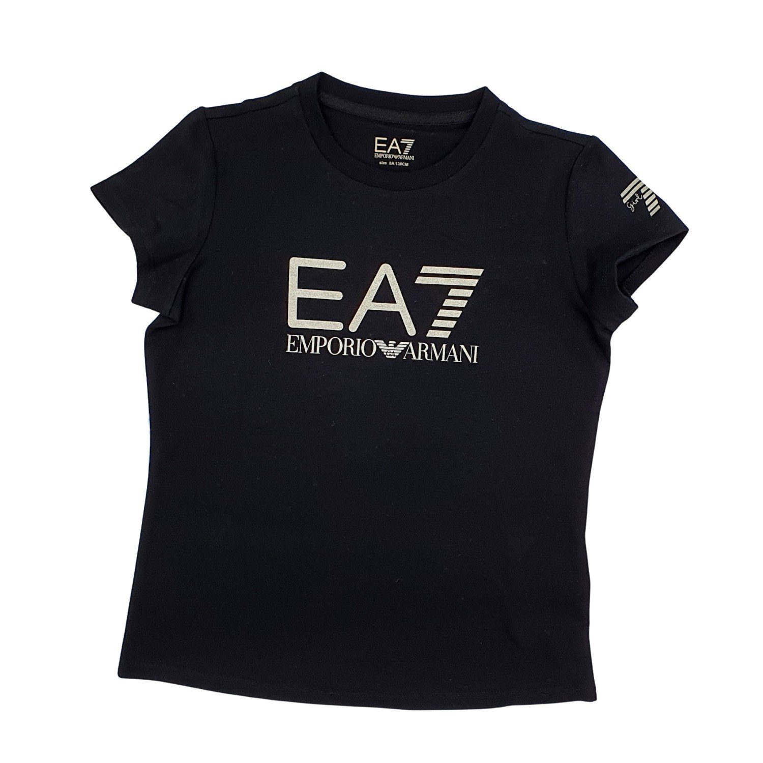 T-Shirt schwarz/ Kids silber Print-Shirt Emporio EA7 Armani Armani Emporio
