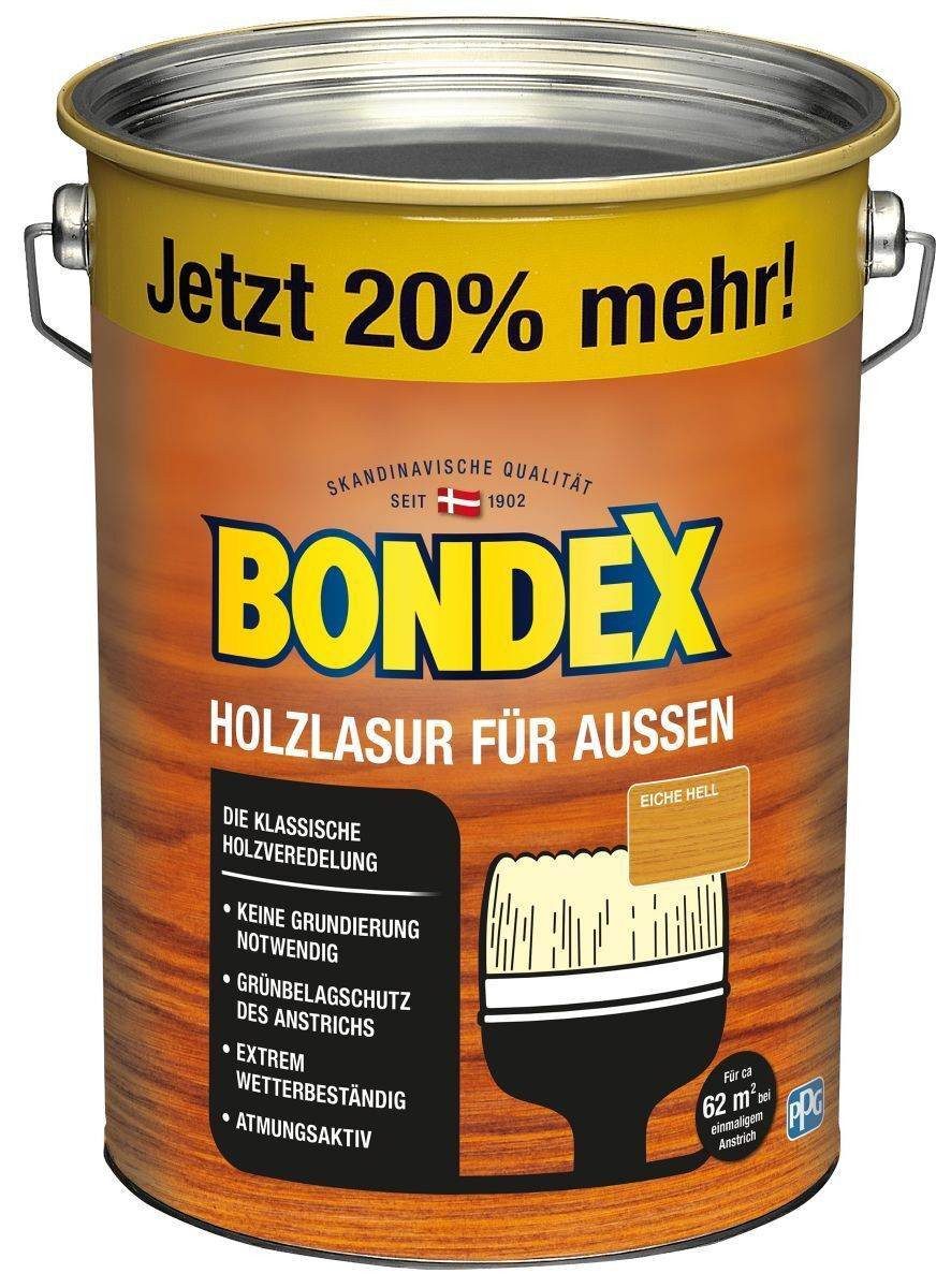 Bondex Holzschutzlasur Bondex Holzlasur für Außen, witterungsbeständig, 4,8 l, Eiche Hell