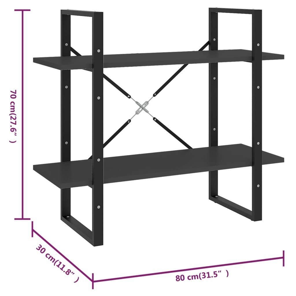 möbelando Bücherregal 3007027, LxBxH: aus Grau Metall Holzwerkstoff, 30x80x70 in cm