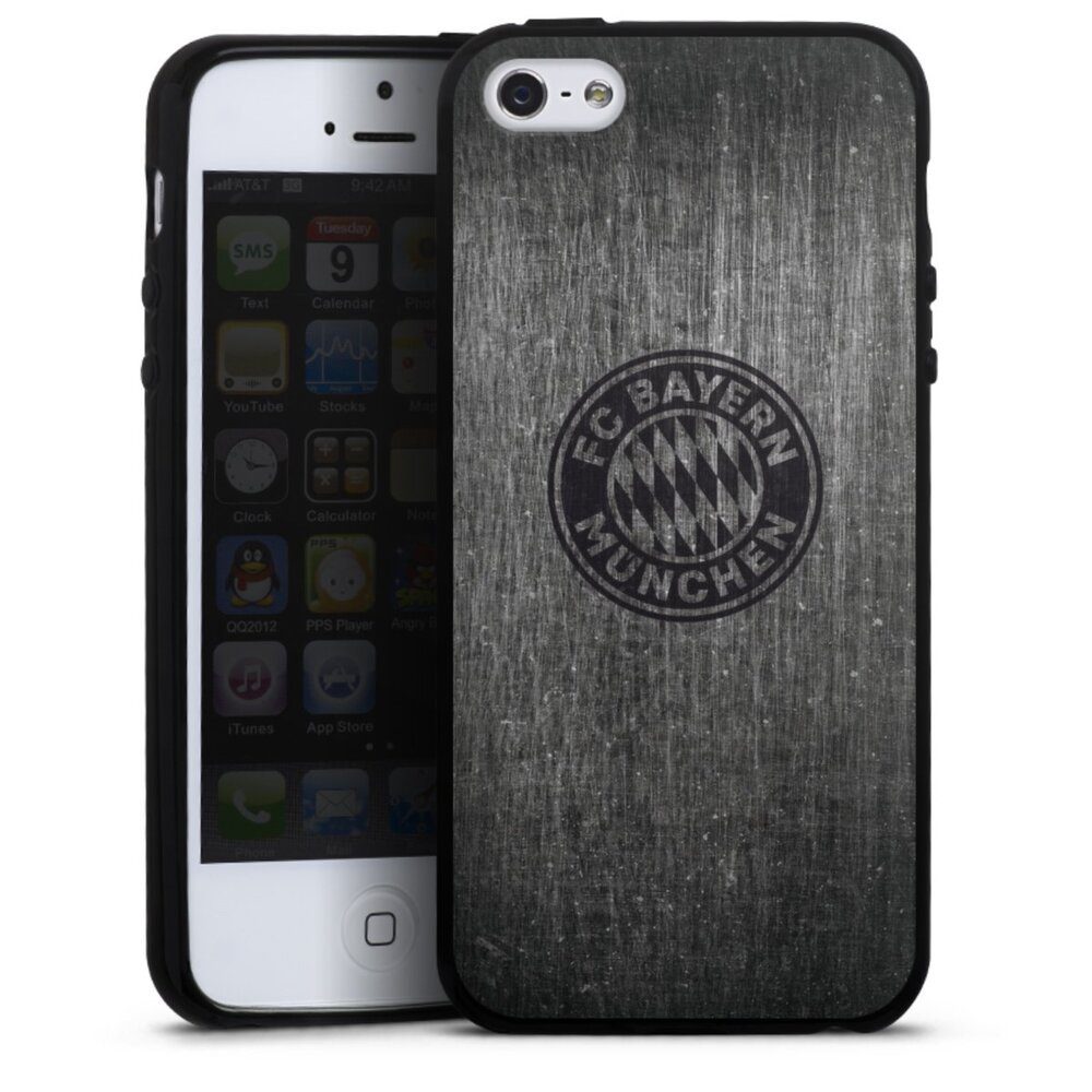 DeinDesign Handyhülle Metalllook FCB Logo einfarbig, Hülle Metallic Look FCB FC Bayern München