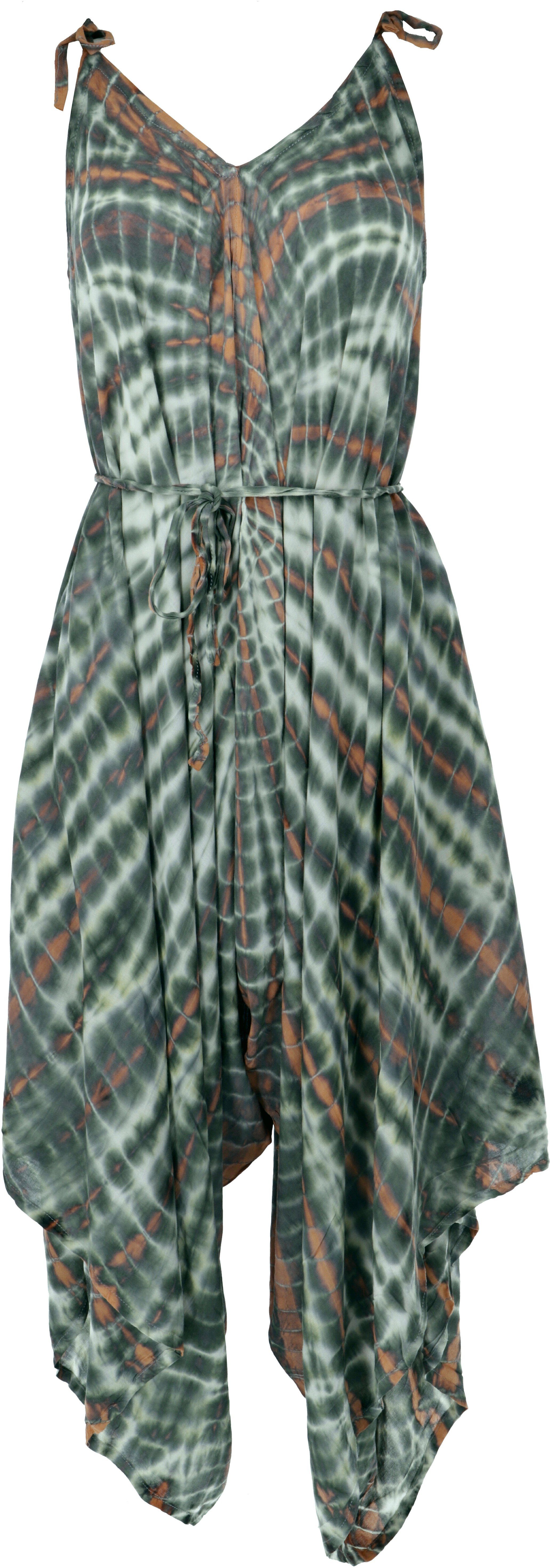 Guru-Shop Relaxhose Sommer Jumpsuit, olivgrün Hosenkleid.. alternative Overall, Bekleidung Batik Boho