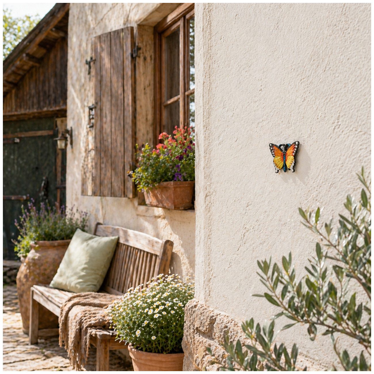 HTI-Line Wanddekoobjekt Schmetterling (Stück, 1 St., 1x Wanddeko Schmetterling, ohne Montagematerial), Wandschmuck Gusseisen Deko Tier Figur Wand Antik-Stil Gartendeko