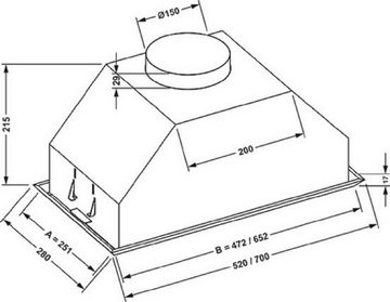 GURARI Lüfterbaustein GCH B 051 70 BL+Umluft, Einbau Dunstabzugshaube 70 cm, Deckenhaube, 1000m³/h,LED