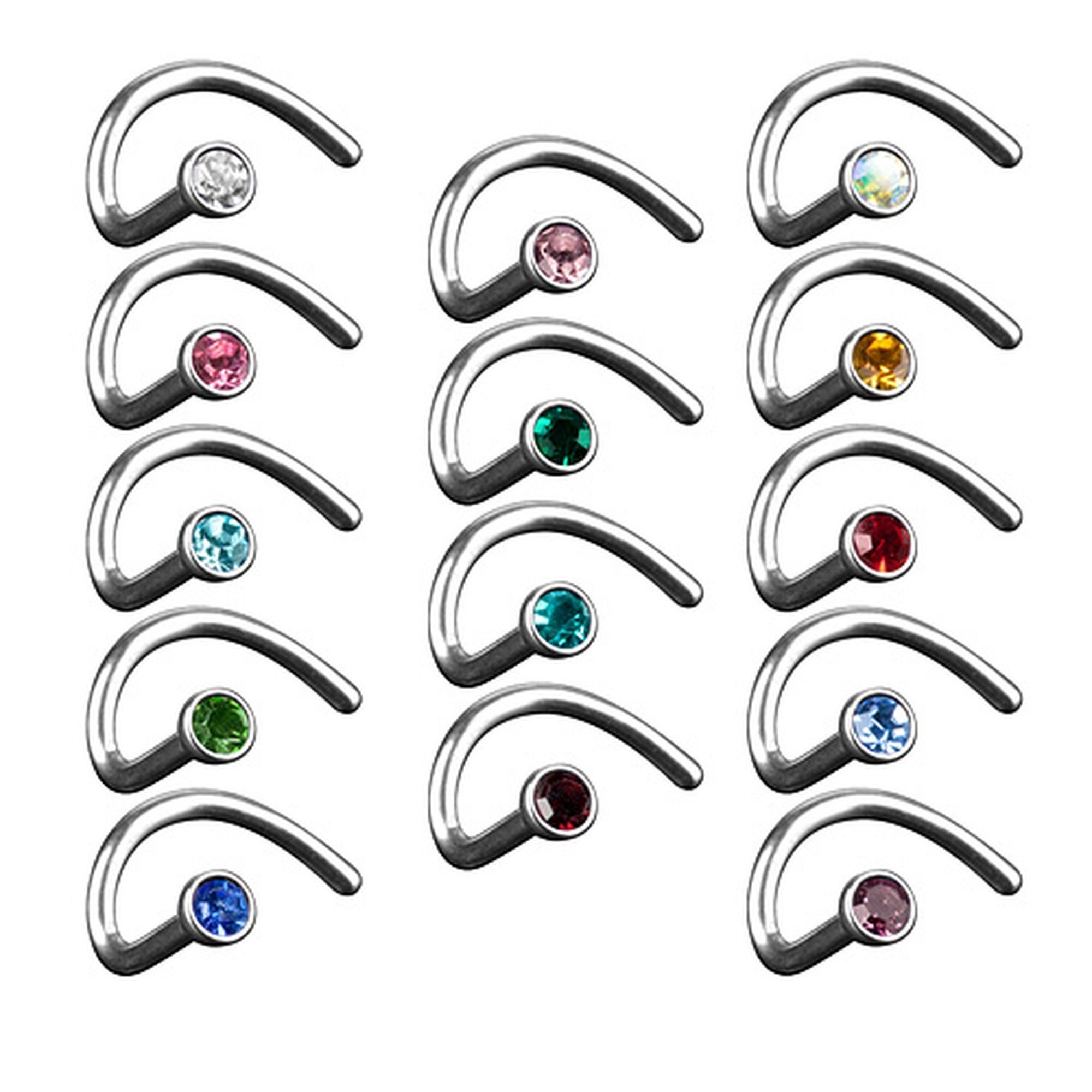 Piercing Spirale Barbell Lippe Ohrpiercing Stecker Nasenpiercing Helix mit Nasenstecker Intim Taffstyle Violett Kristall, Ohr Tragus Nasenpiercing Nase