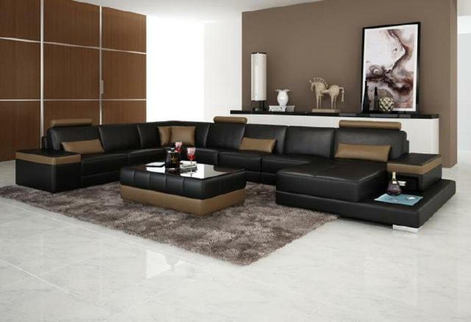 Designer Big Couch Polster Eck Sofa Ledersofa Ecksofa, Wohnlandschaft JVmoebel