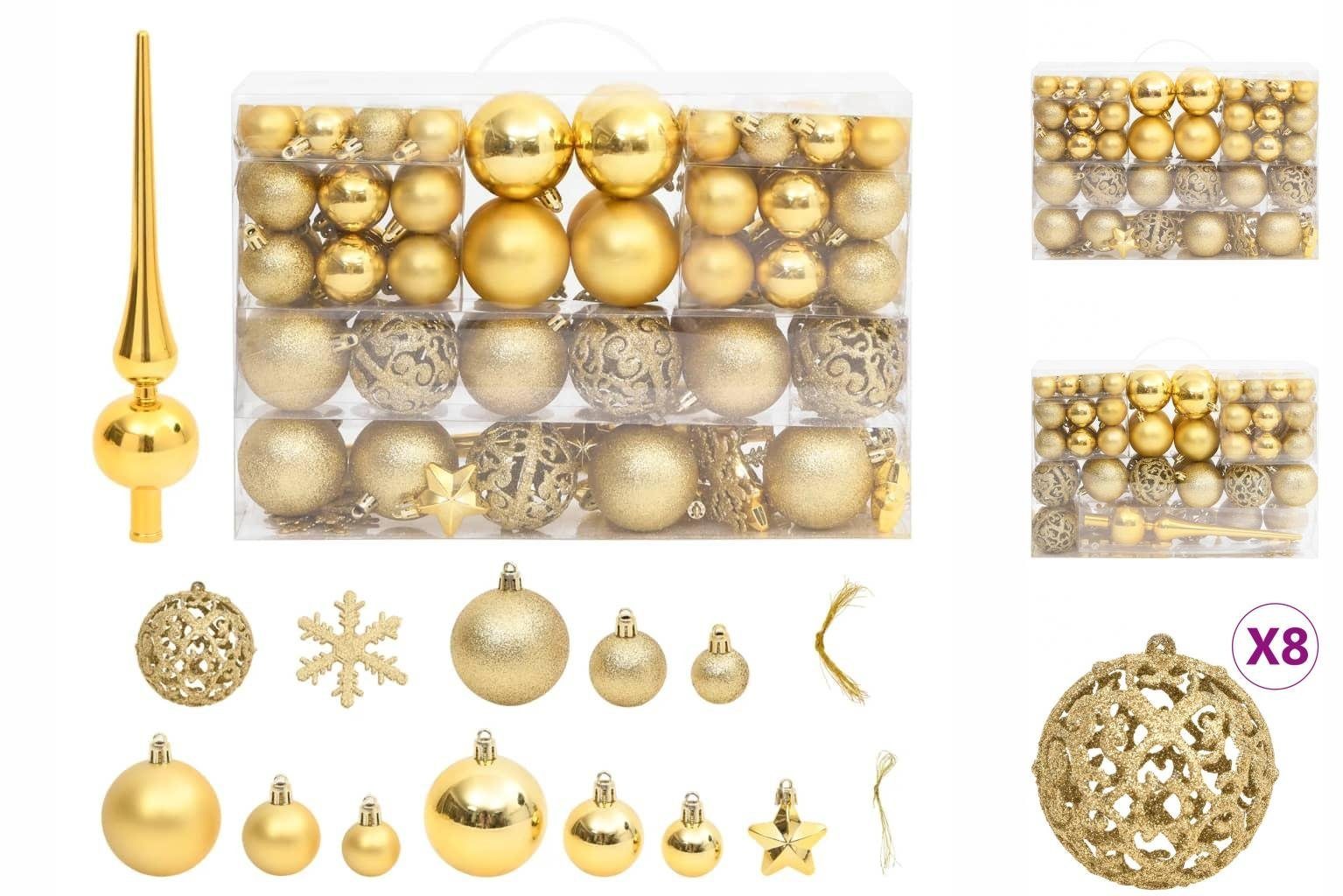 vidaXL Christbaumschmuck 111-tlg Weihnachtskugel-Set Golden Polystyrol