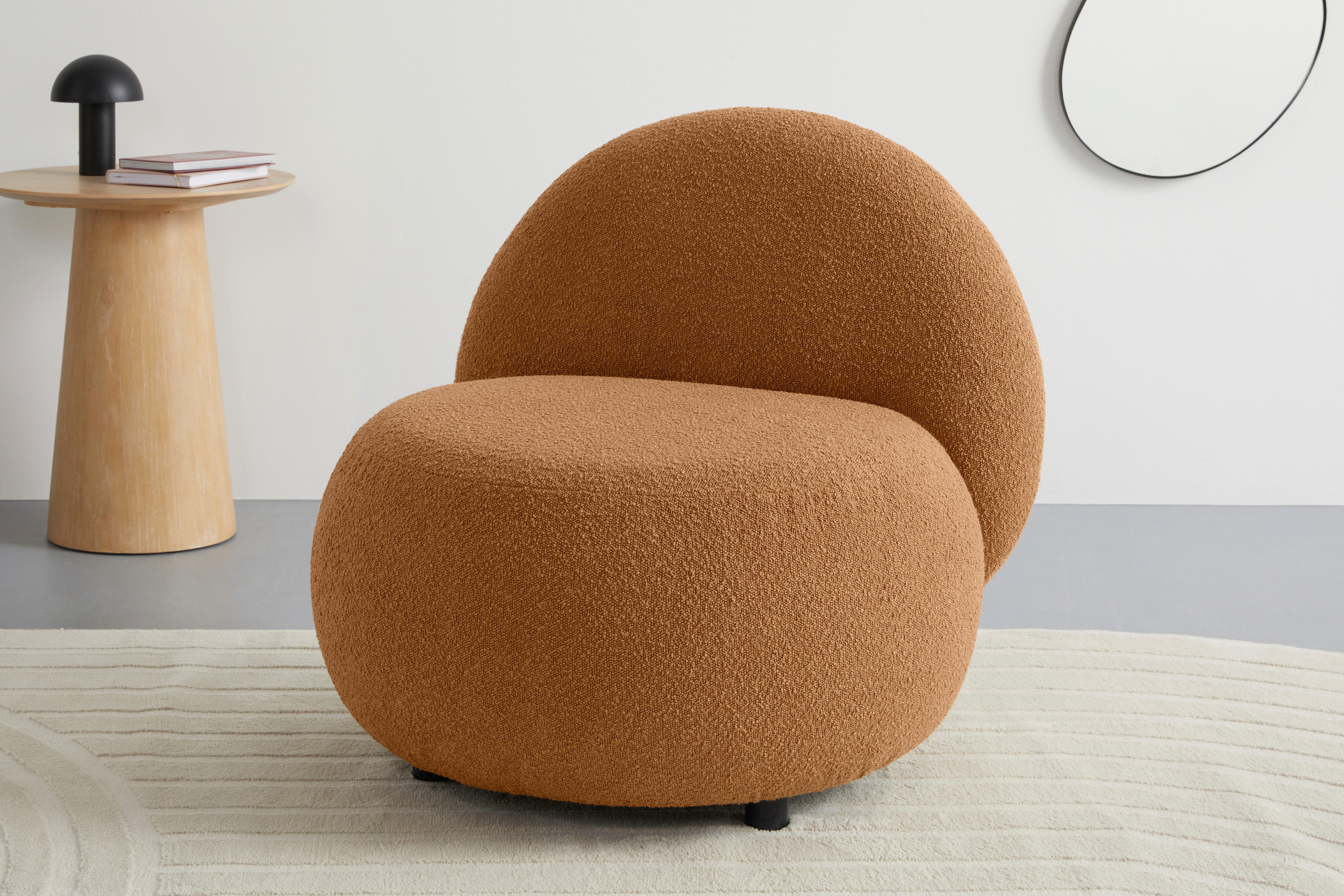 s.Oliver Sessel Bennid, moderner Designsessel mit Lederriemen, softes Design, hochwertig, zum Wohlfühlen in Luxus-Microfaser/Struktur oder in Bouclé