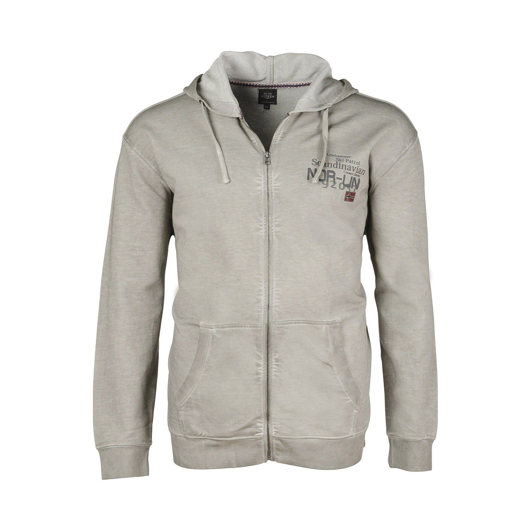 Kitaro Kapuzensweatjacke sweat Jacke mit Logo und Print auf der Brust Grau