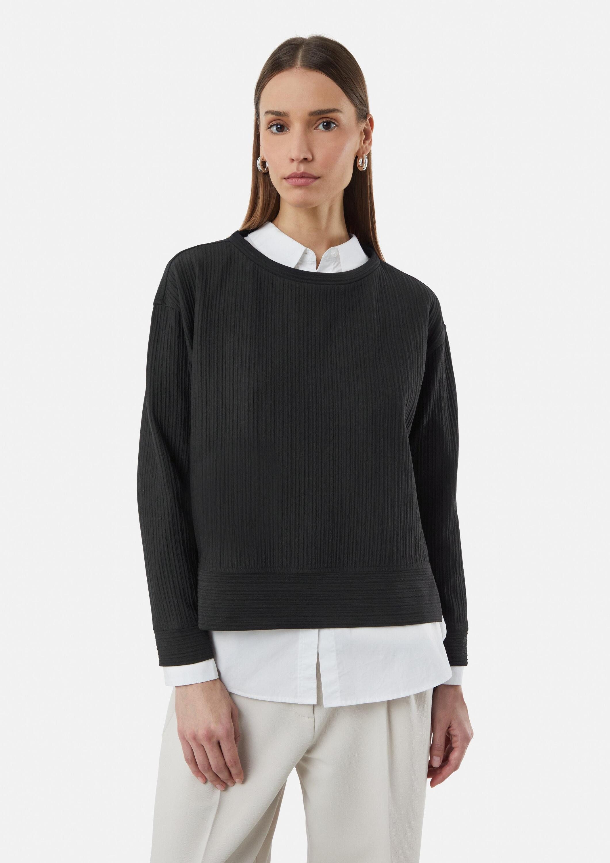 comma Sweatshirt Sweatshirt Strukturiertes Sweatshirt mit Bündchen