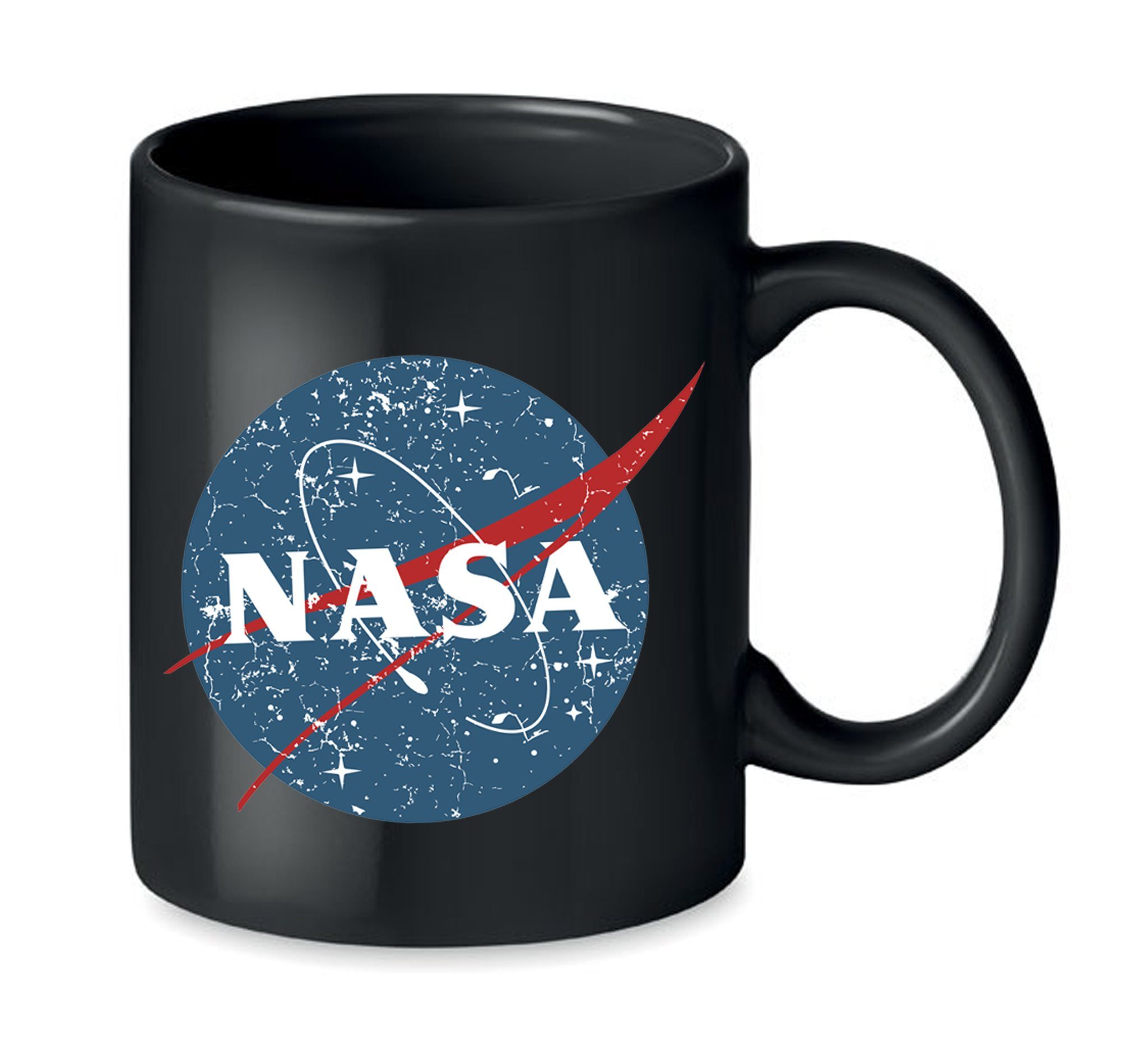Blondie & Brownie Tasse Vintage Nasa Rakete USA Space Mond Mars Elon Mission, Keramik Schwarz
