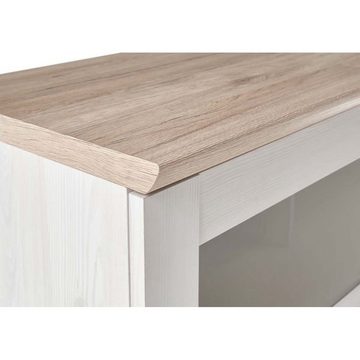 HBZ Kommode ROMANCE Sibiu Lärche Weiß/SanRemo Eiche Nb. Barelement Barschrank