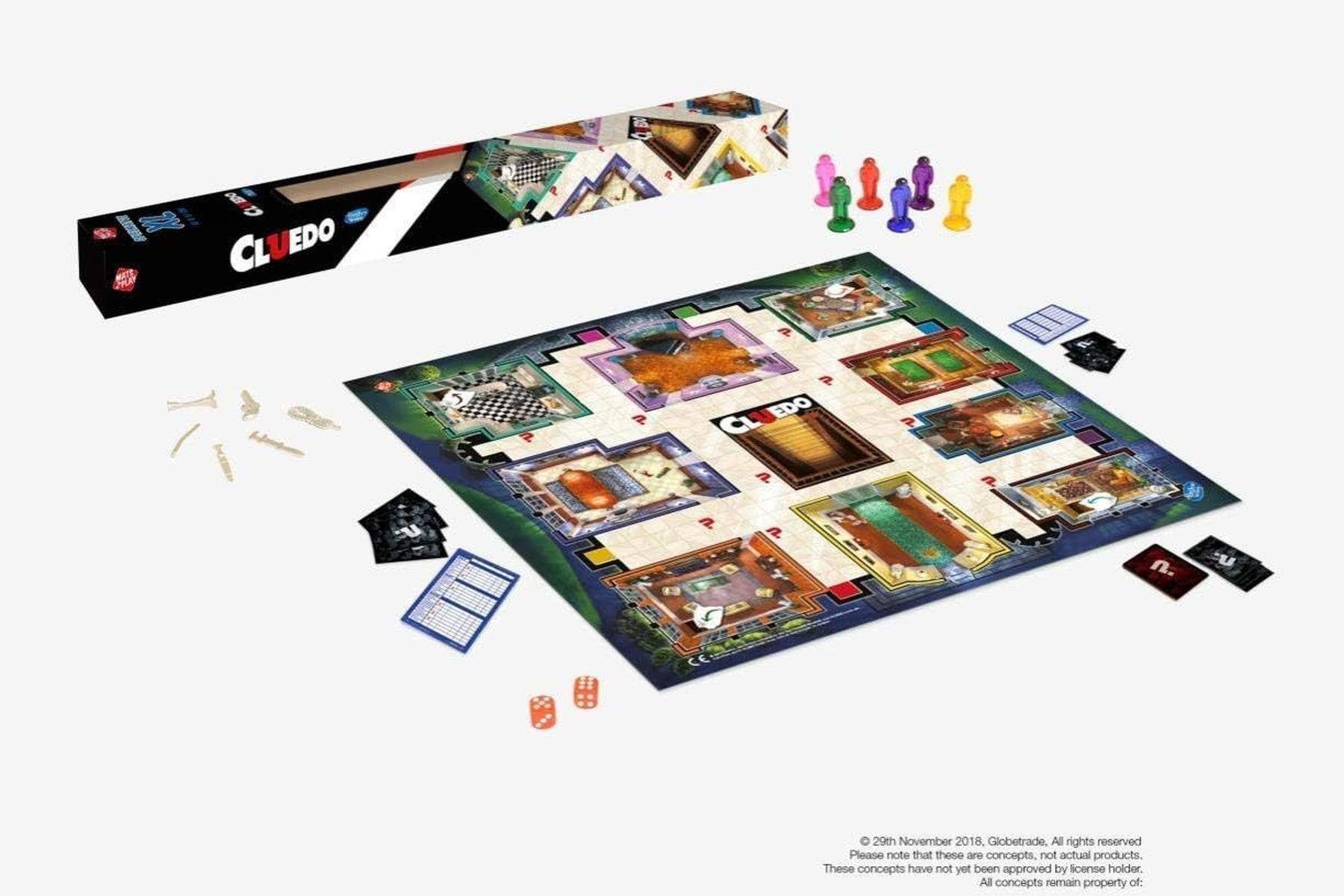 Hasbro Spielmatte CLUEDO Brettspiel Geselschaftsspiel Junior XL Spielmatte 61x61cm Spiel (1-St), Abmessungen Spielmatte: 61 x 61 cm Spieler: 2 - 6