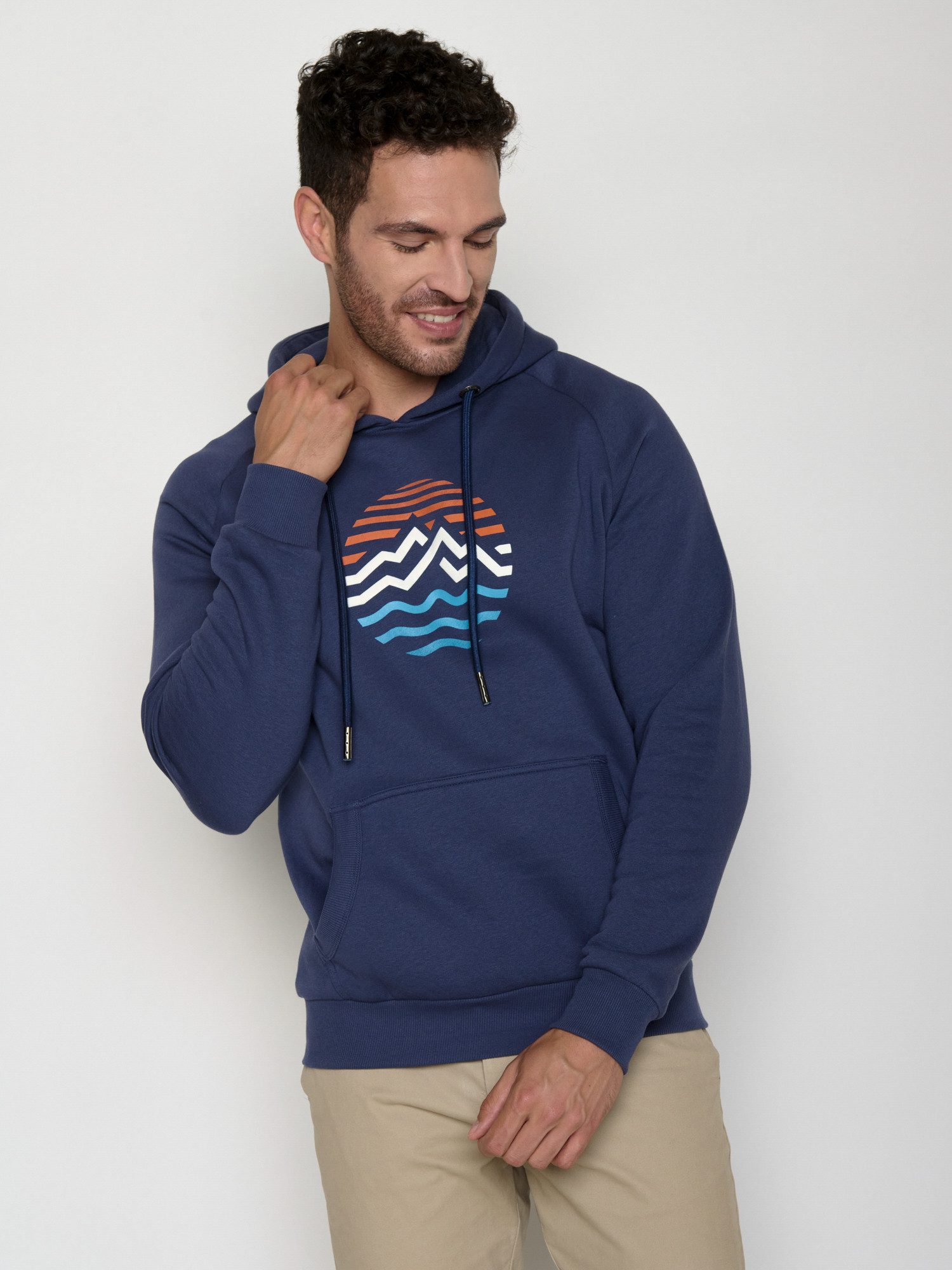 GreenBomb Hoodie Trek Mountain Stripes (1) regular geschnitten, aufgesetzte Fronttasche, Raglan Ärmel