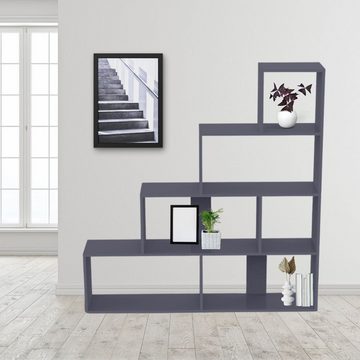 Coemo Standregal, Treppenregal Scala Anthrazit 155x29x163 cm Raumteiler kombinierbar