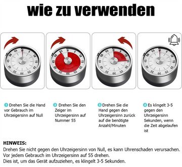 RefinedFlare Eieruhr 1 Stück Edelstahl-Mechanischer Kochbacktimer, mit Magnet Countdown-Timer-Wecker