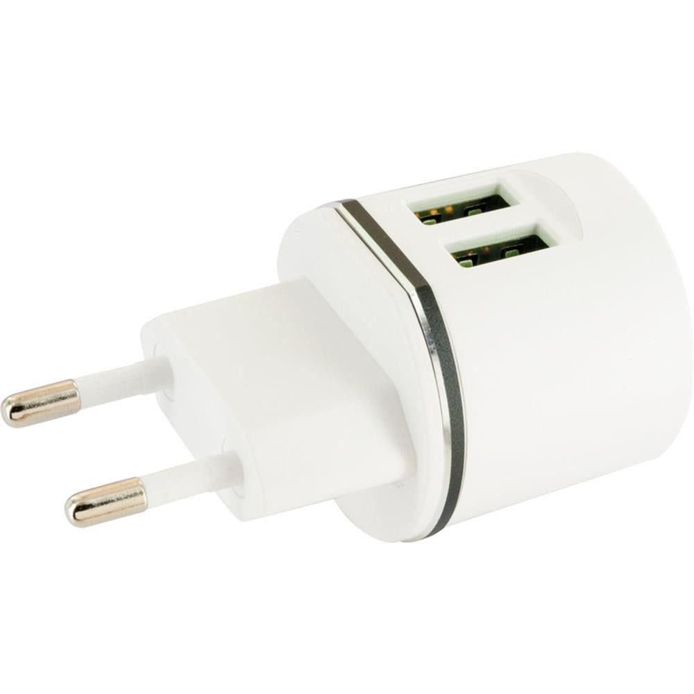 Schwaiger LAD230 531 USB-Ladegerät (2400,00 mA, 230 V, 2x USB 2.0 für Smartphone Tablet, Ladeadapter Ladestecker Weiß)