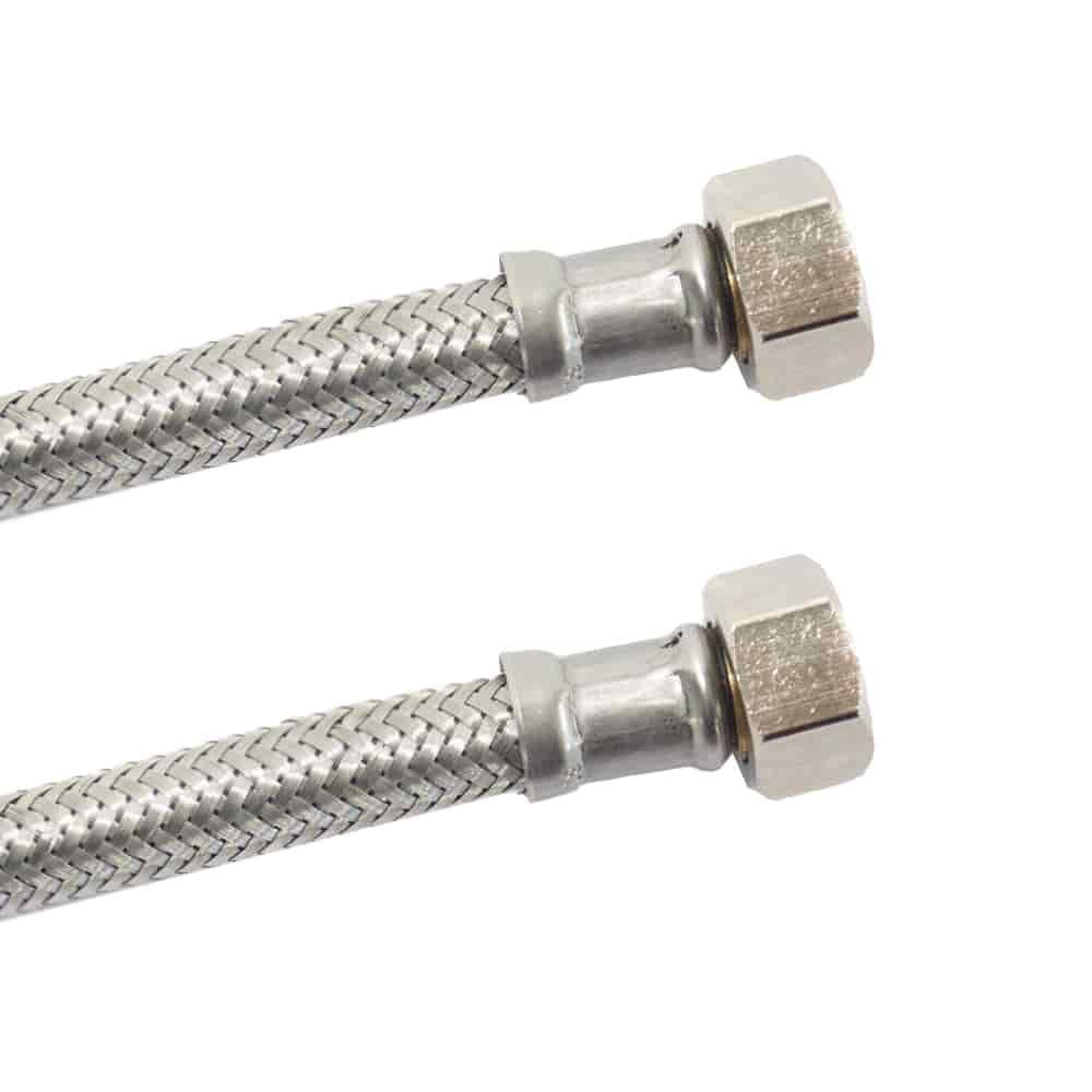 KLASEBO® Sanitär-Anschlussset DN8 DVGW Panzerschlauch m. Edelstahlumflechtung 3/8" ÜM x 3/8" ÜM 300, mm