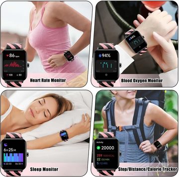HUYVMAY Smartwatch (1,8 Zoll, Android, iOS), Mit Herzfrequenz Schlafmonitor Schrittzähler,Fitness Tracker Sportuhr