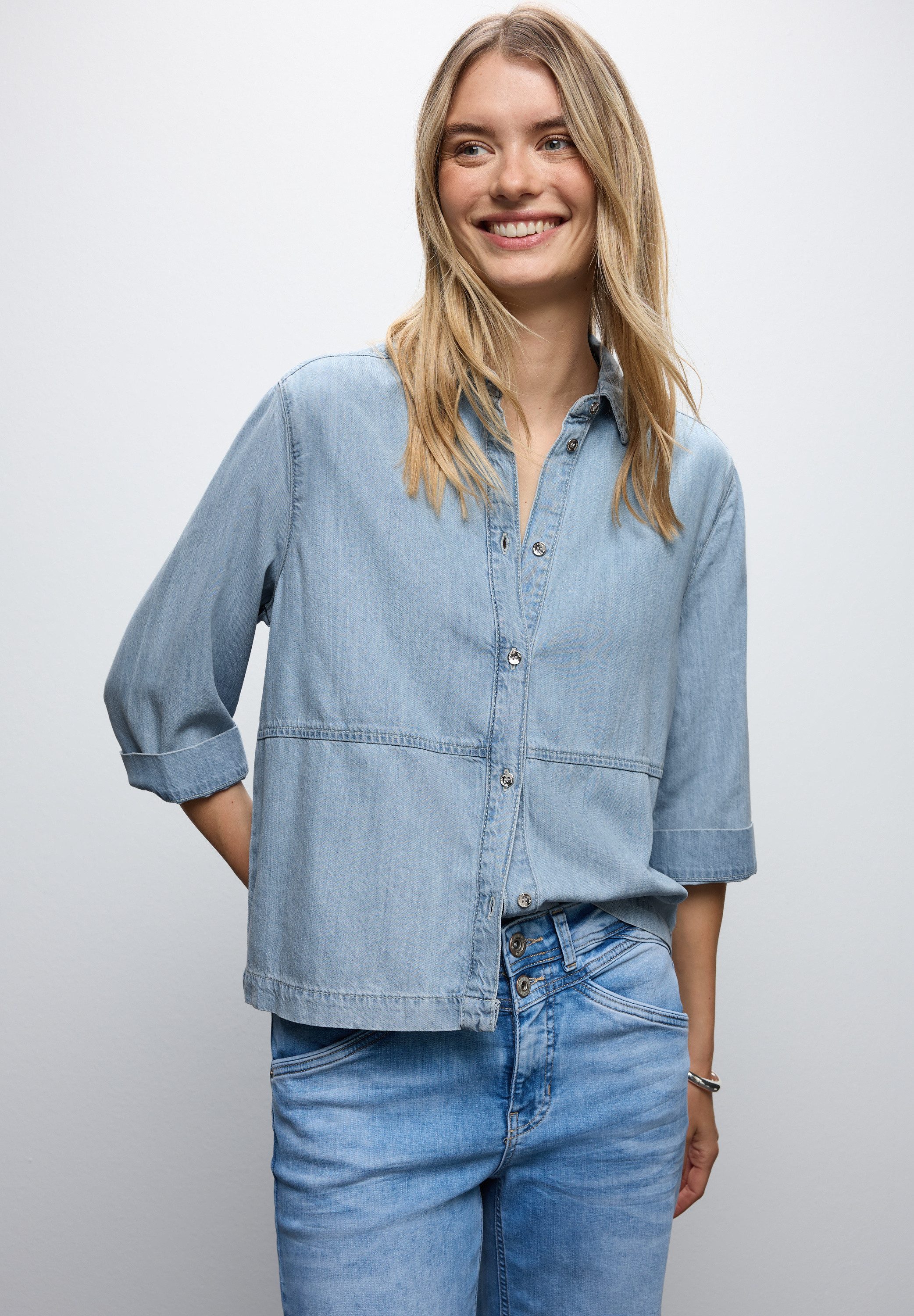 STREET ONE Jeansbluse mit Knopfleiste günstig online kaufen