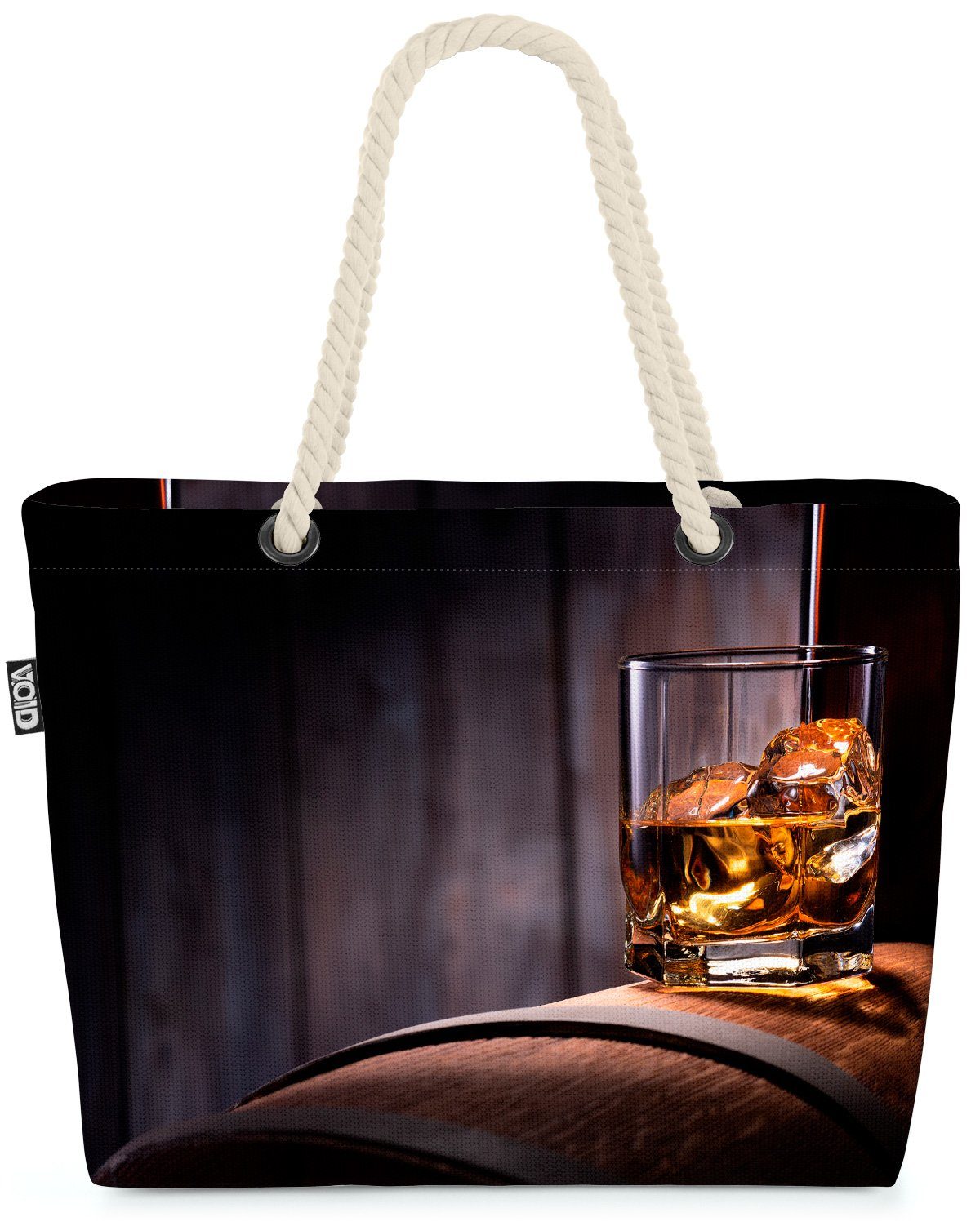 VOID Strandtasche (1-tlg), Whiskey Glas Fass Whiskey Glas Fass Trinken Getränk Küche Restaurant