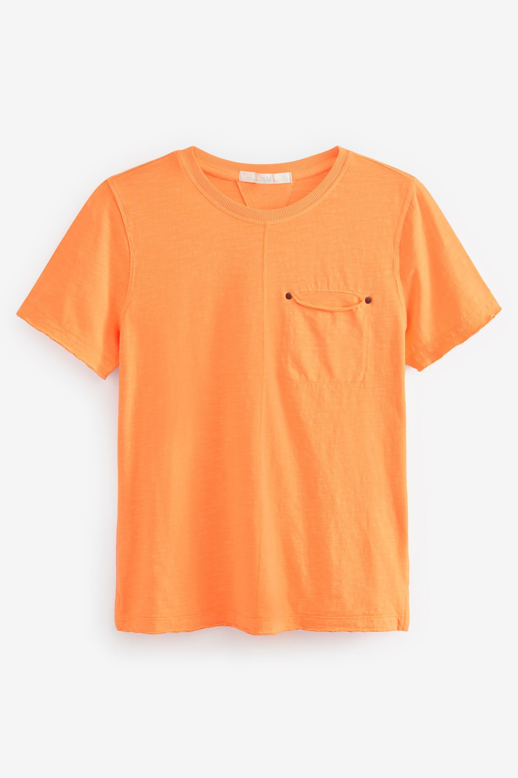 Next T-Shirt T-Shirt mit Tasche und Rundhalsausschnitt (1-tlg) Bright Orange
