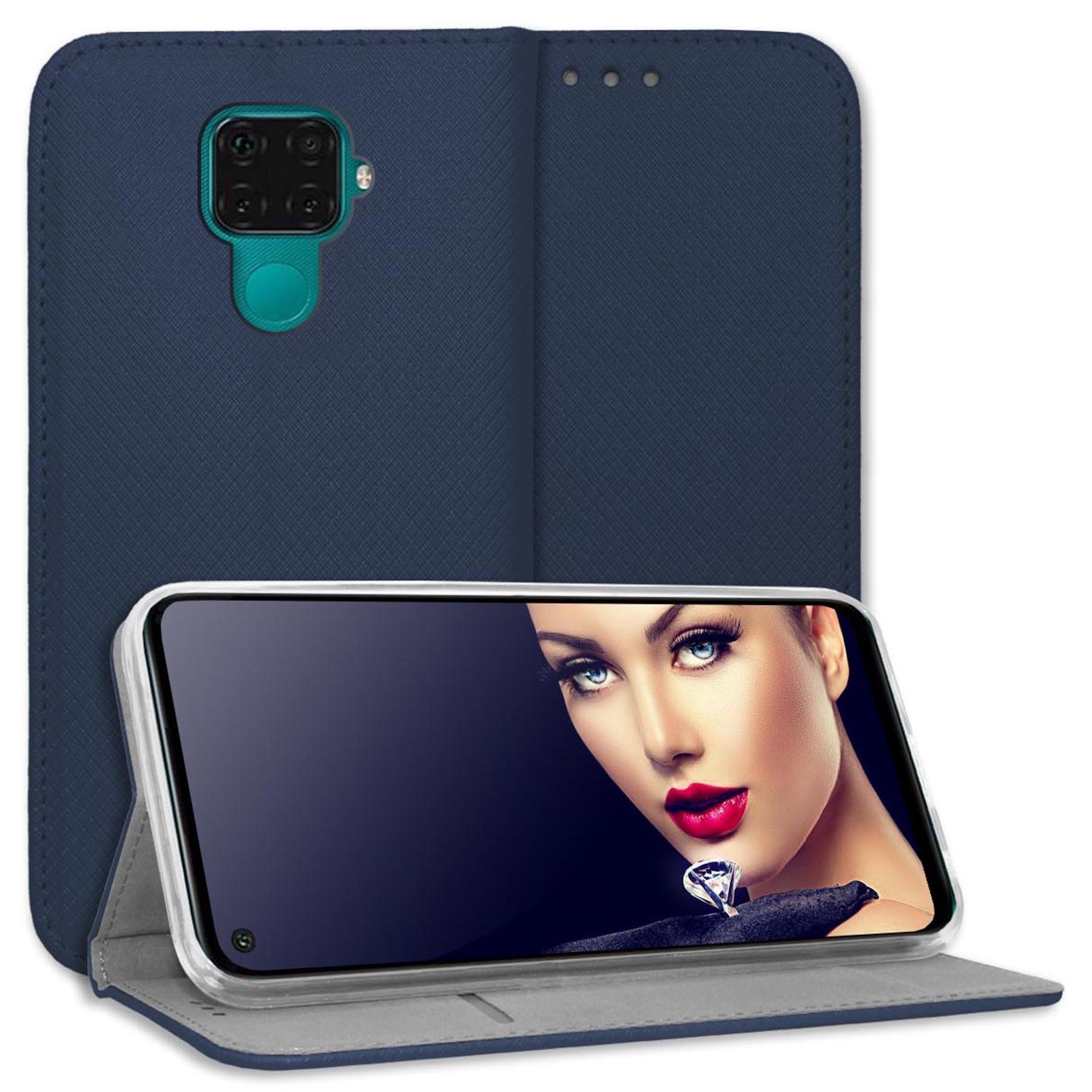 mtb more energy Smartphone-Hülle Smart Magnet für Huawei Mate 30 Lite (Nova 5i Pro), Blau, Bookstyle Klapphülle Cover Wallet Case aus Kunstleder