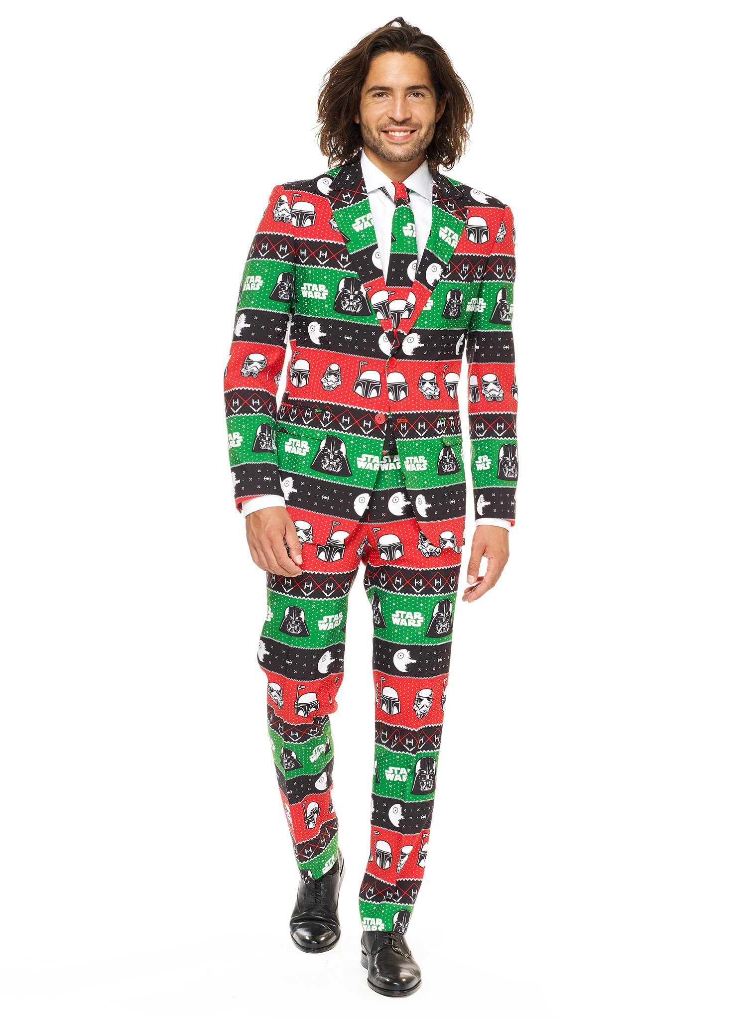 Opposuits Partyanzug Star Wars Festive Force Kostüm Anzug - Weihnachten, Möge das Fest mit Dir sein - Weihnachtsanzug mit Star Wars-Motiven