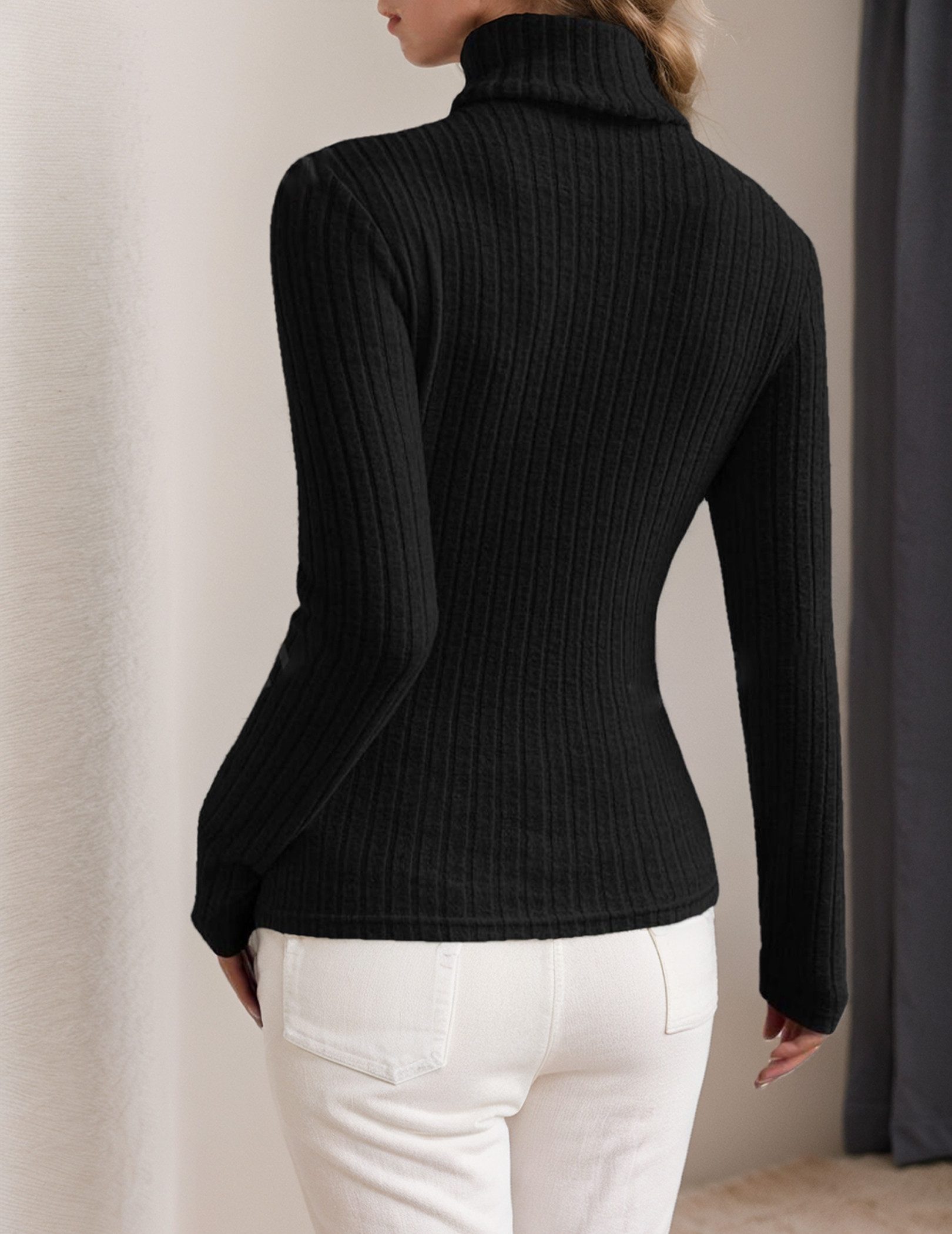 LUCKZON Rollkragenpullover Damen Rollkragen Langarmshirts mit günstig online kaufen